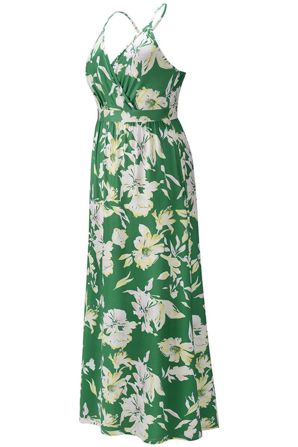 Crisscross Printed Surplice Cami Dress - ClubOn