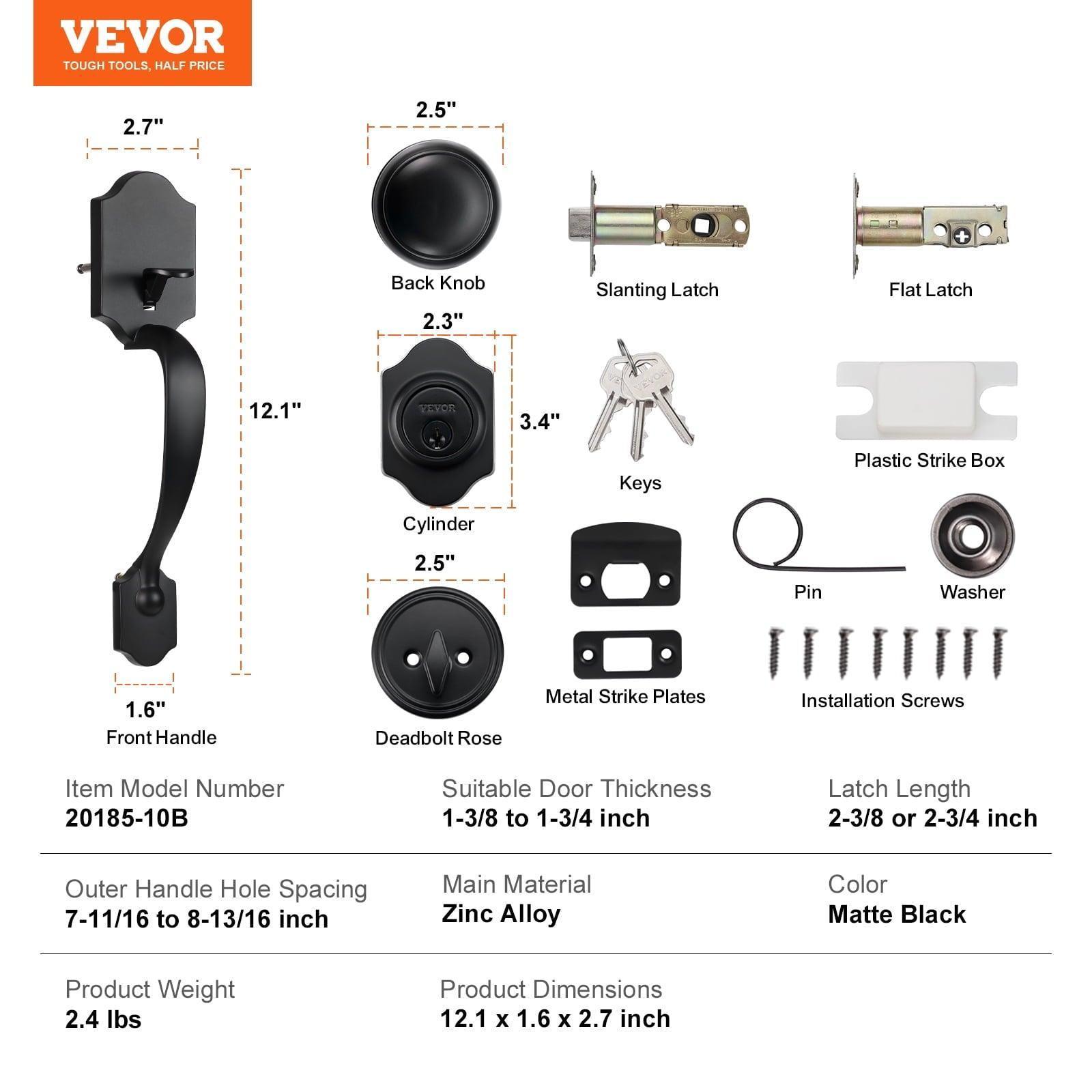 SKYSHALO Black Front Door Handle & Deadbolt Set, Reversible Knob, Modern Single Cylinder Lock - ClubOn