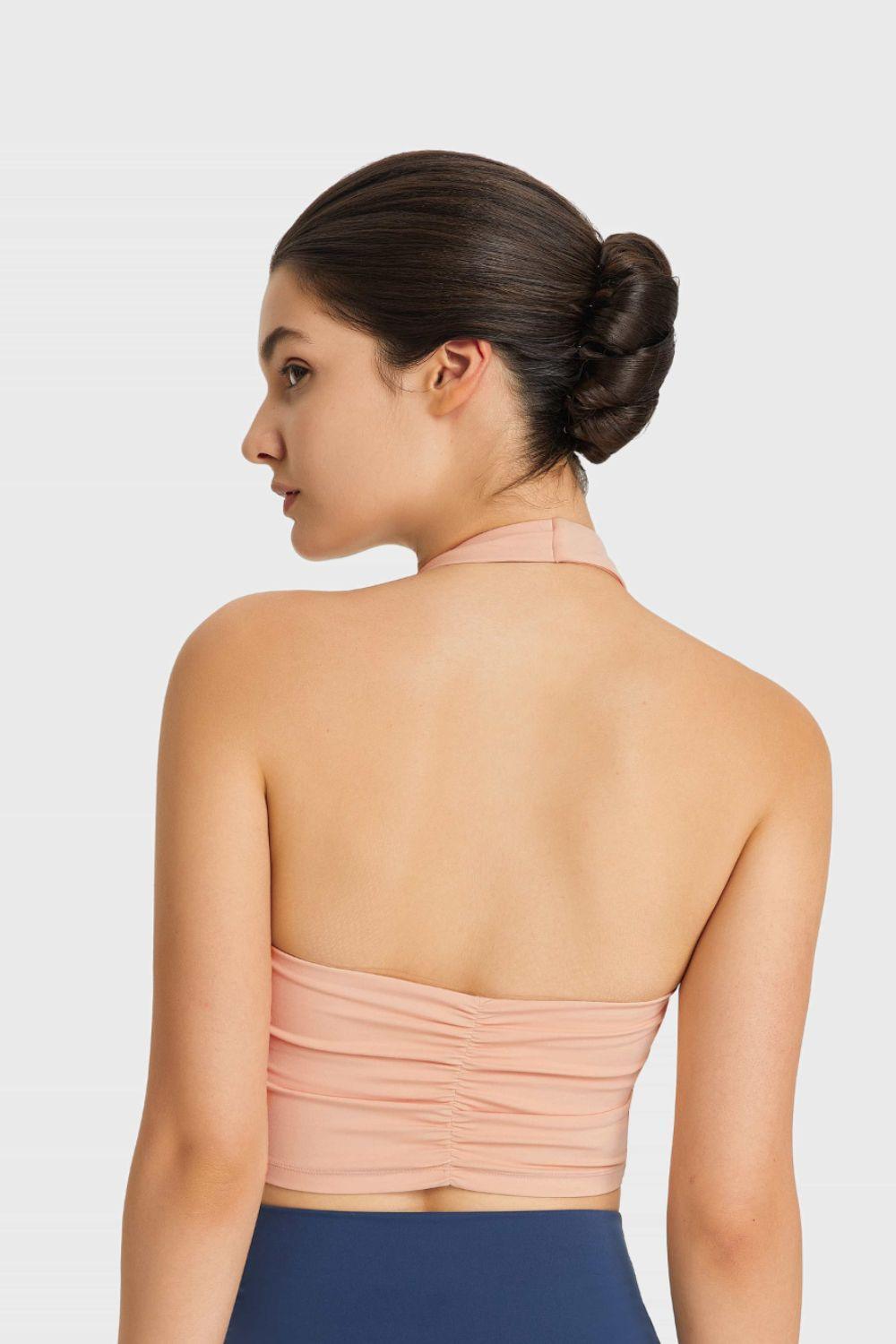 Millennia Breathable Halter Neck Sports Bra - ClubOn