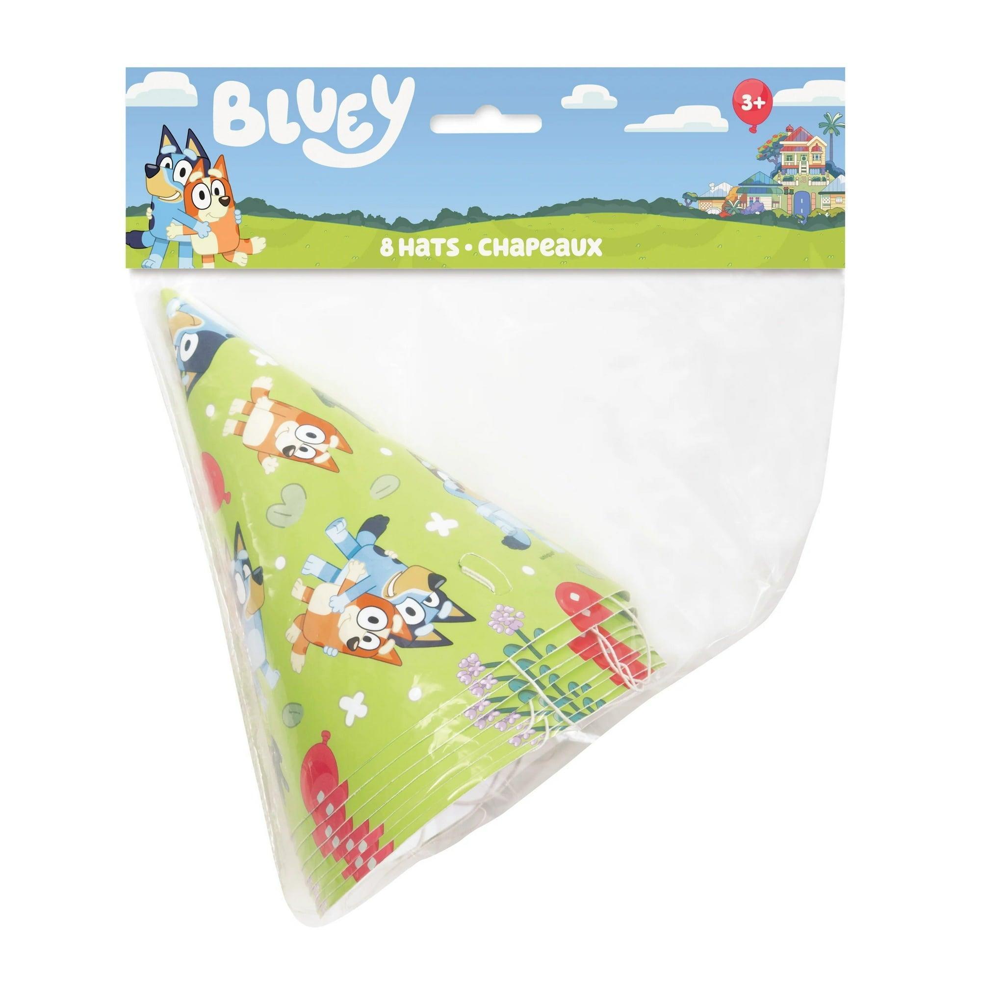 Bluey Cone Party Hats, Reusable Lightweight, 8 Count - ClubOn