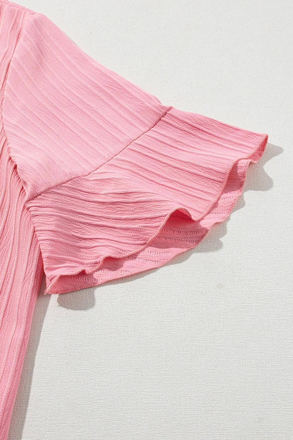 Plus Size V-Neck Half Sleeve Blouse - ClubOn