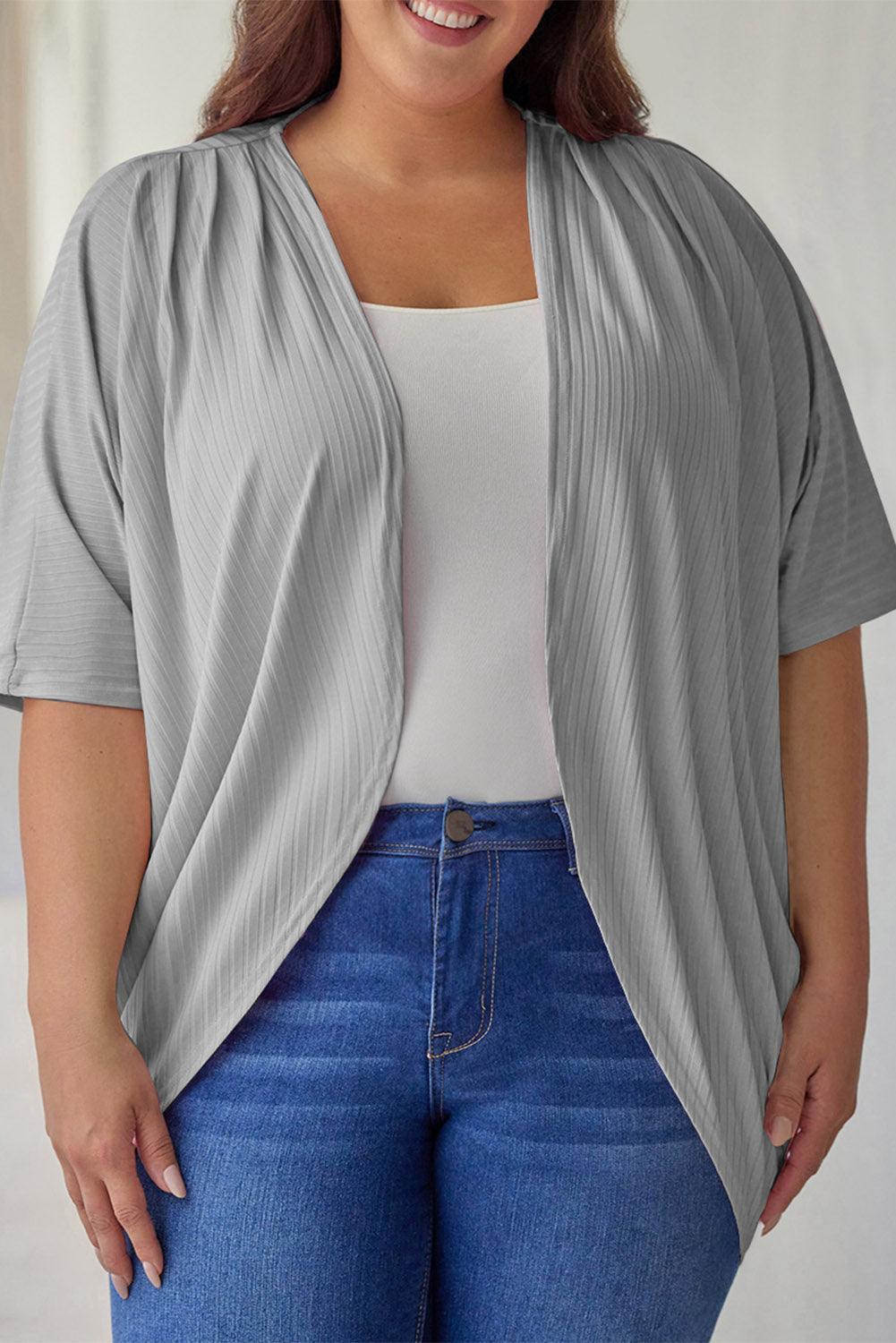 Plus Size Ribbed Cocoon Cover Up - ClubOn