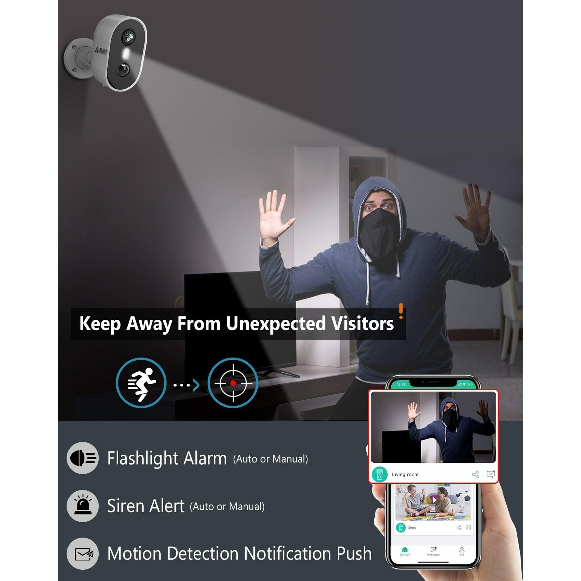 ANRAN 2K Wireless Outdoor Security Camera – Spotlight, PIR Detection, Color Night Vision, 2-Way Audio, Rechargeable Battery, Wi-Fi, White - ClubOn