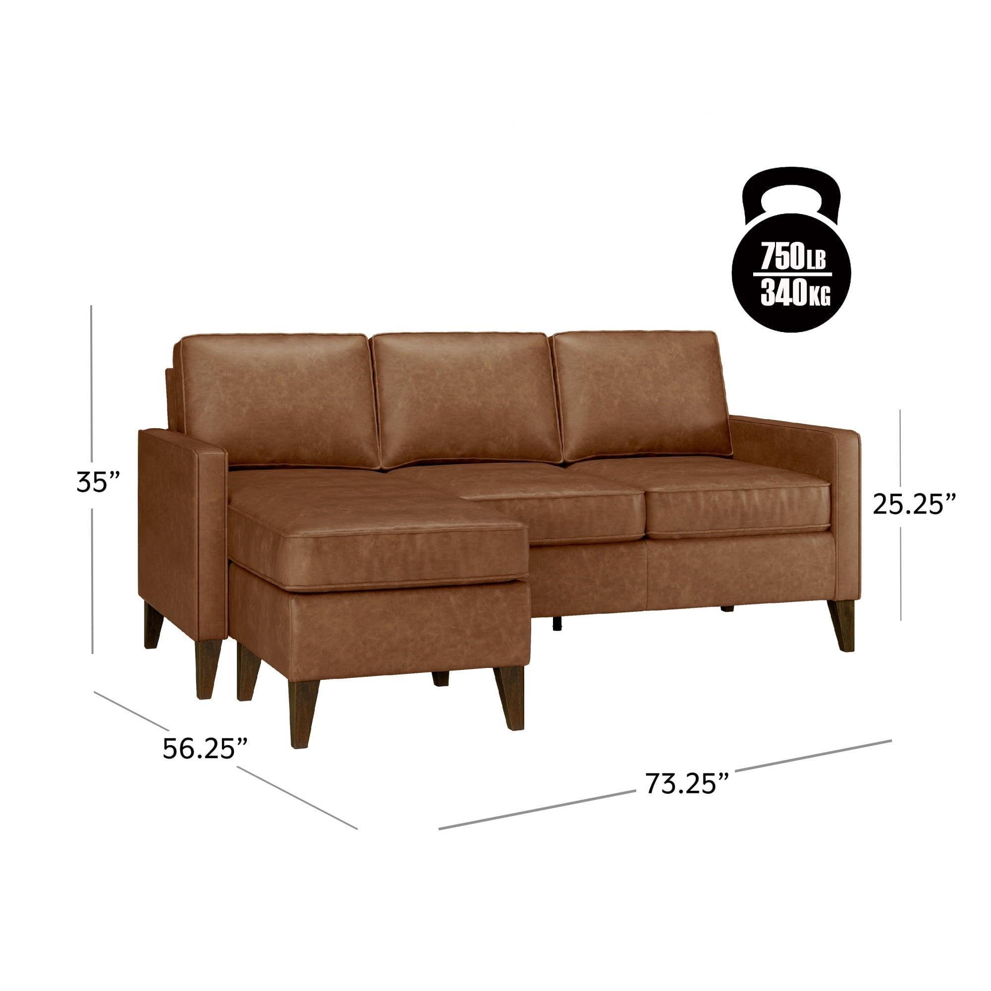 Hillsdale Jianna Faux Leather Reversible Sectional, Saddle Brown - ClubOn