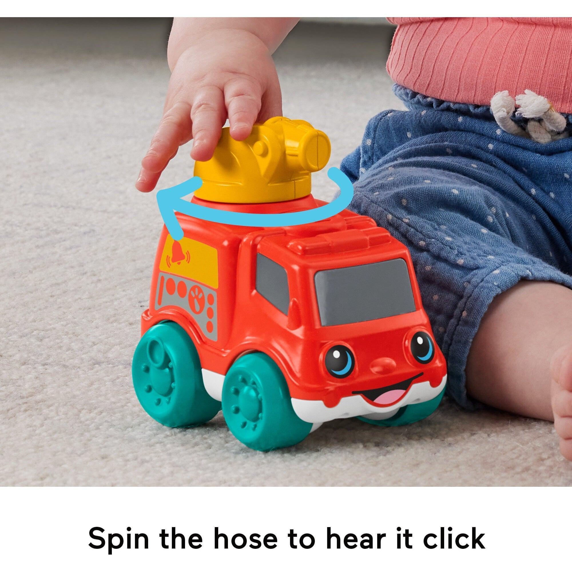 Fisher-Price Chime & Ride Fire Truck Push-Along Toy Vehicle for Infants with Fine Motor Activities - ClubOn