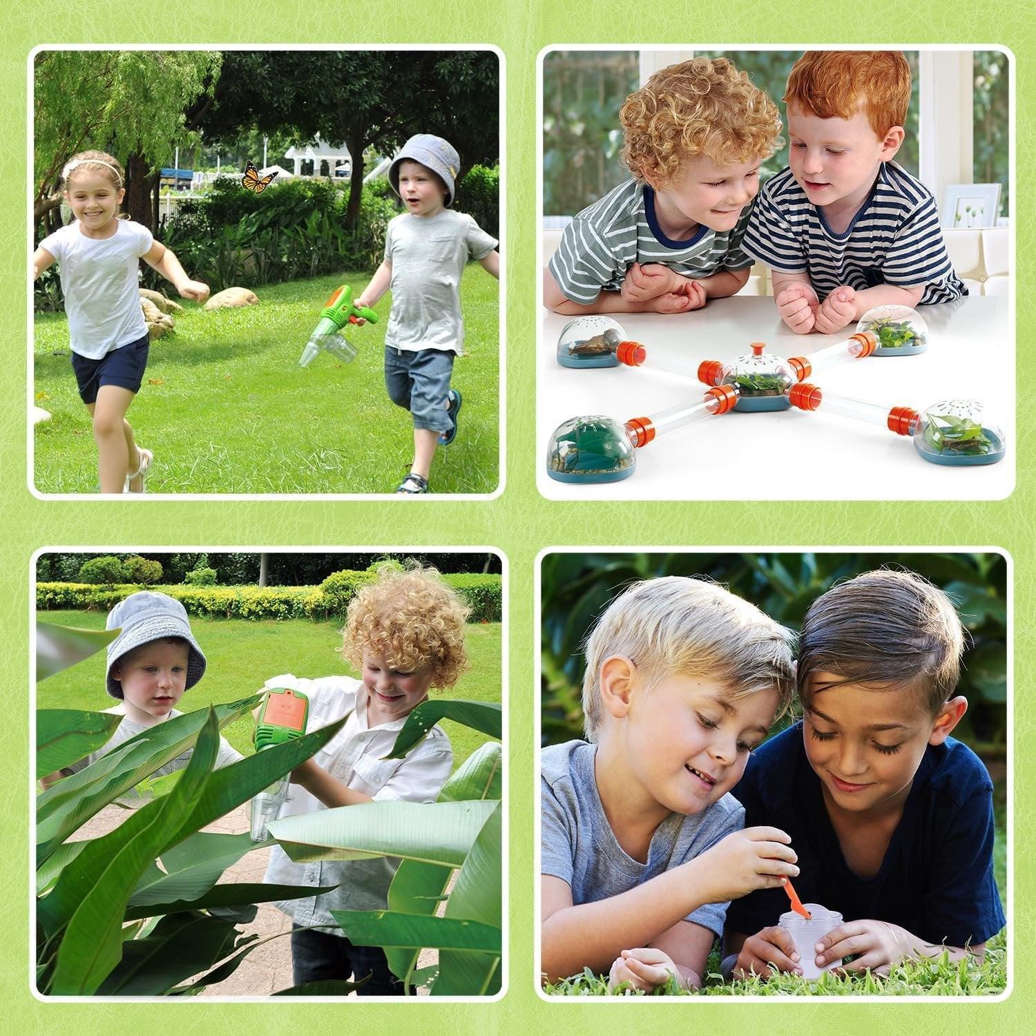 Toddlerino Outdoor Explorer Toys for Kids – Bug Catcher Kit, Plastic Vacuum Catcher Gun, Critter Keeper Habitat, Live Insect Terrarium Kit, Observation Cup, Tweezers – Gift for 3 Years Old - ClubOn