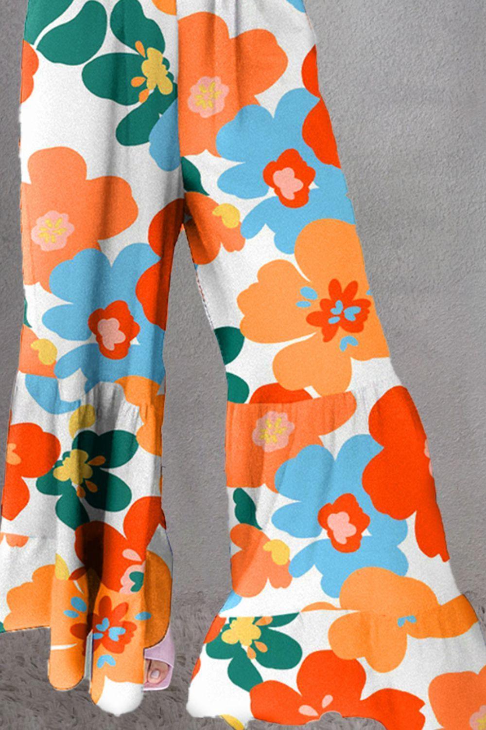 Printed Smocked Spaghetti Strap Jumpsuit - ClubOn