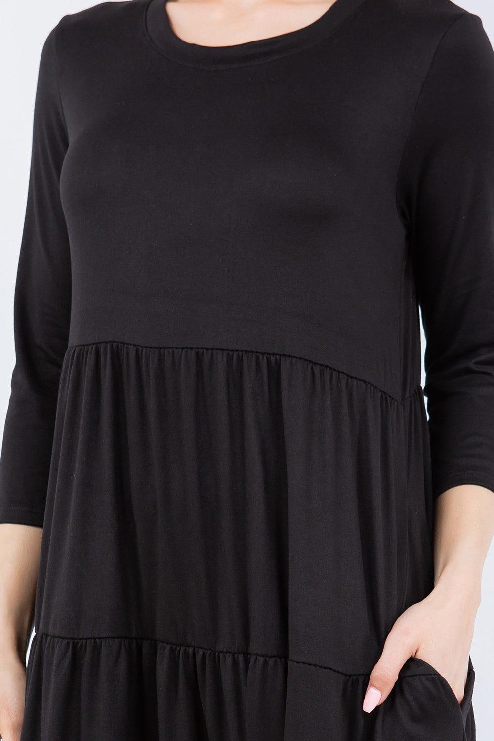 Celeste Full Size Tiered Midi Dress with Pockets - ClubOn