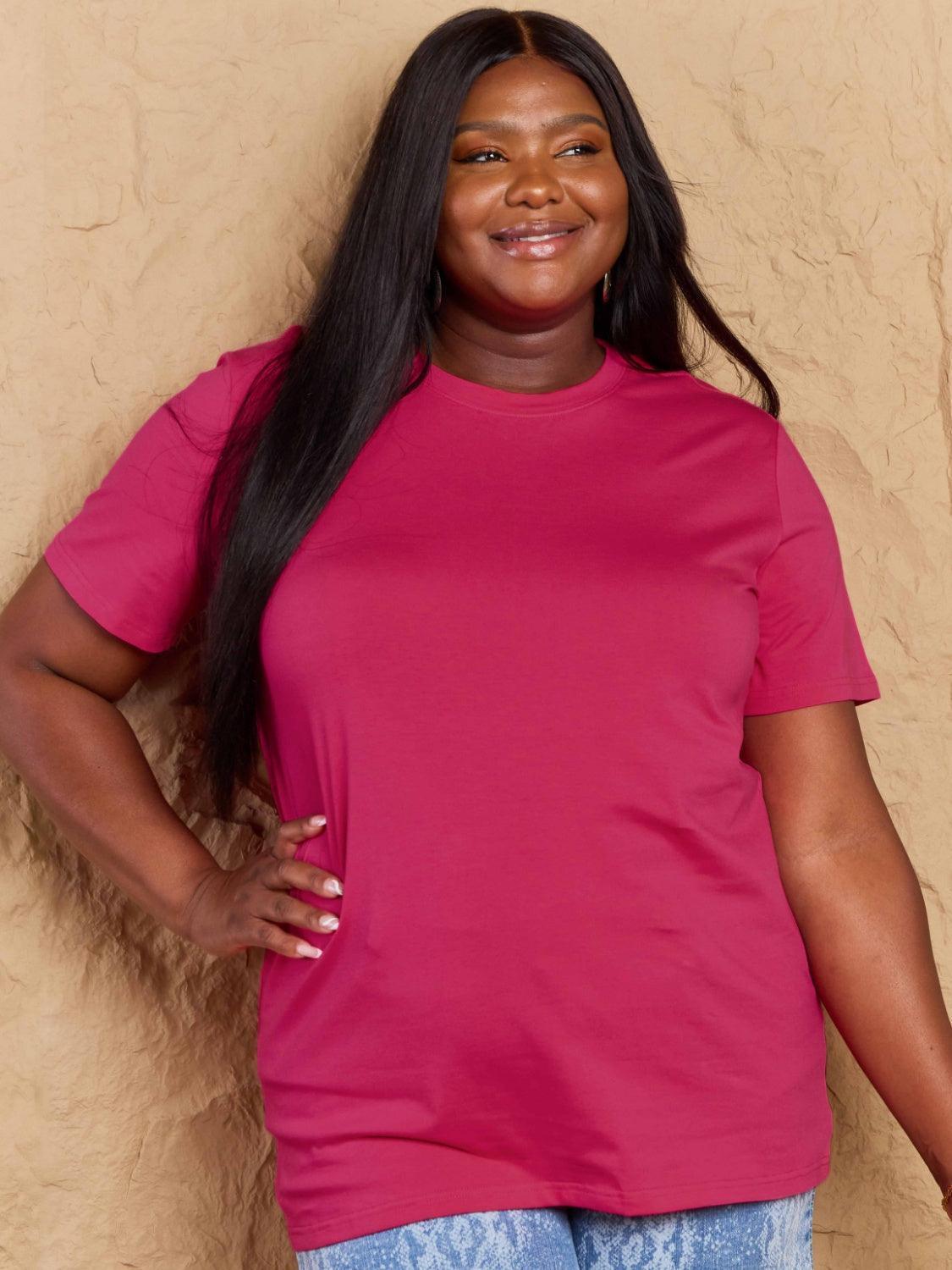 Full Size Round Neck Short Sleeve T-Shirt - ClubOn