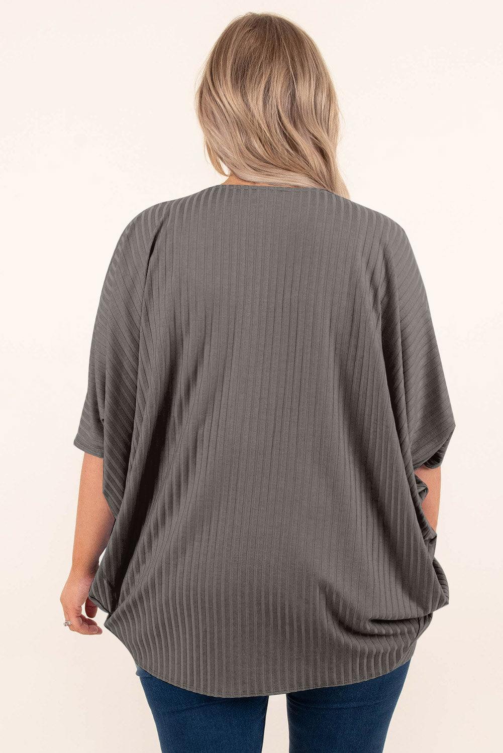 Plus Size Ribbed Cocoon Cover Up - ClubOn