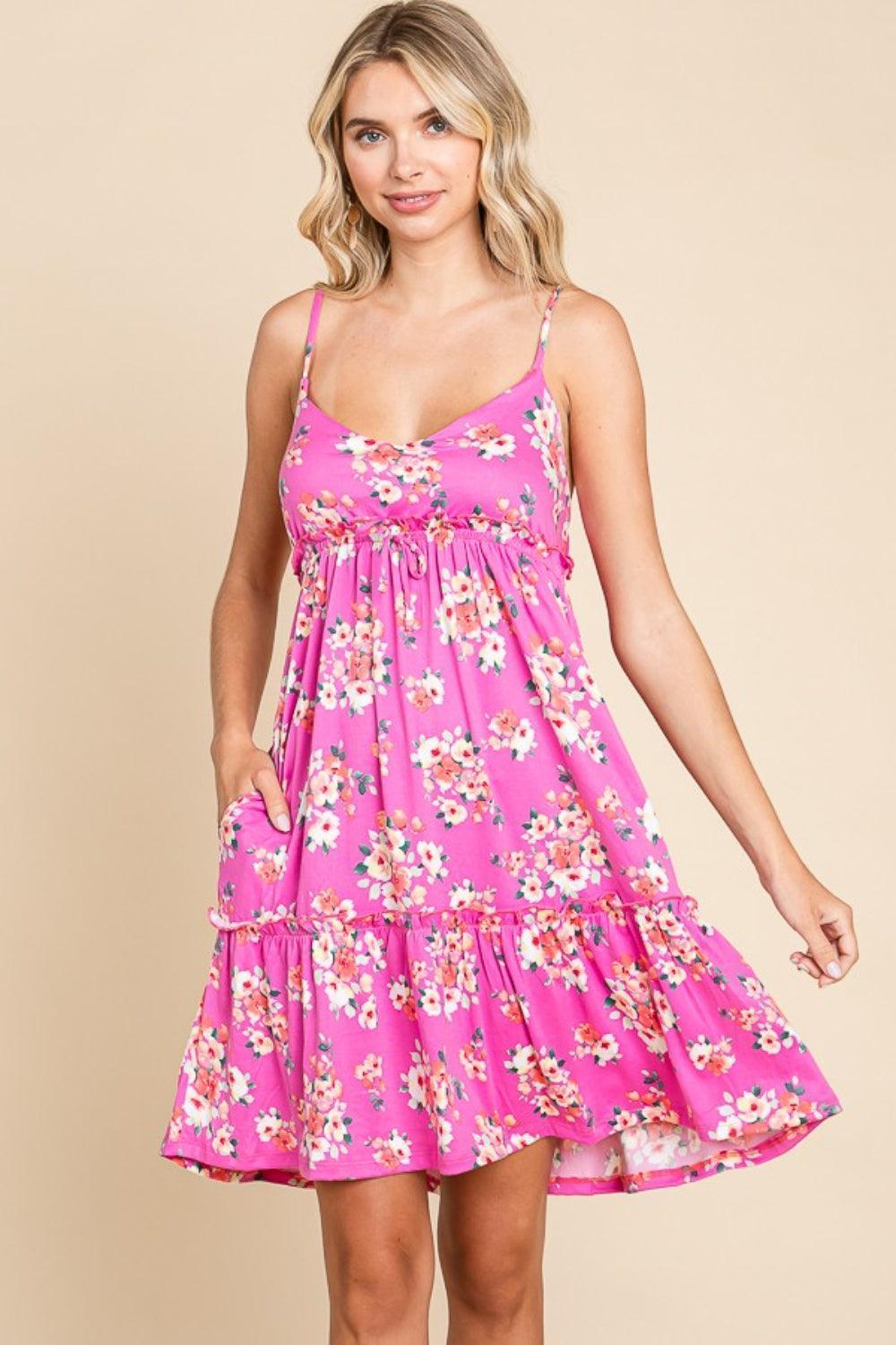 Culture Code Full Size Floral Ruffled Cami Dress - ClubOn