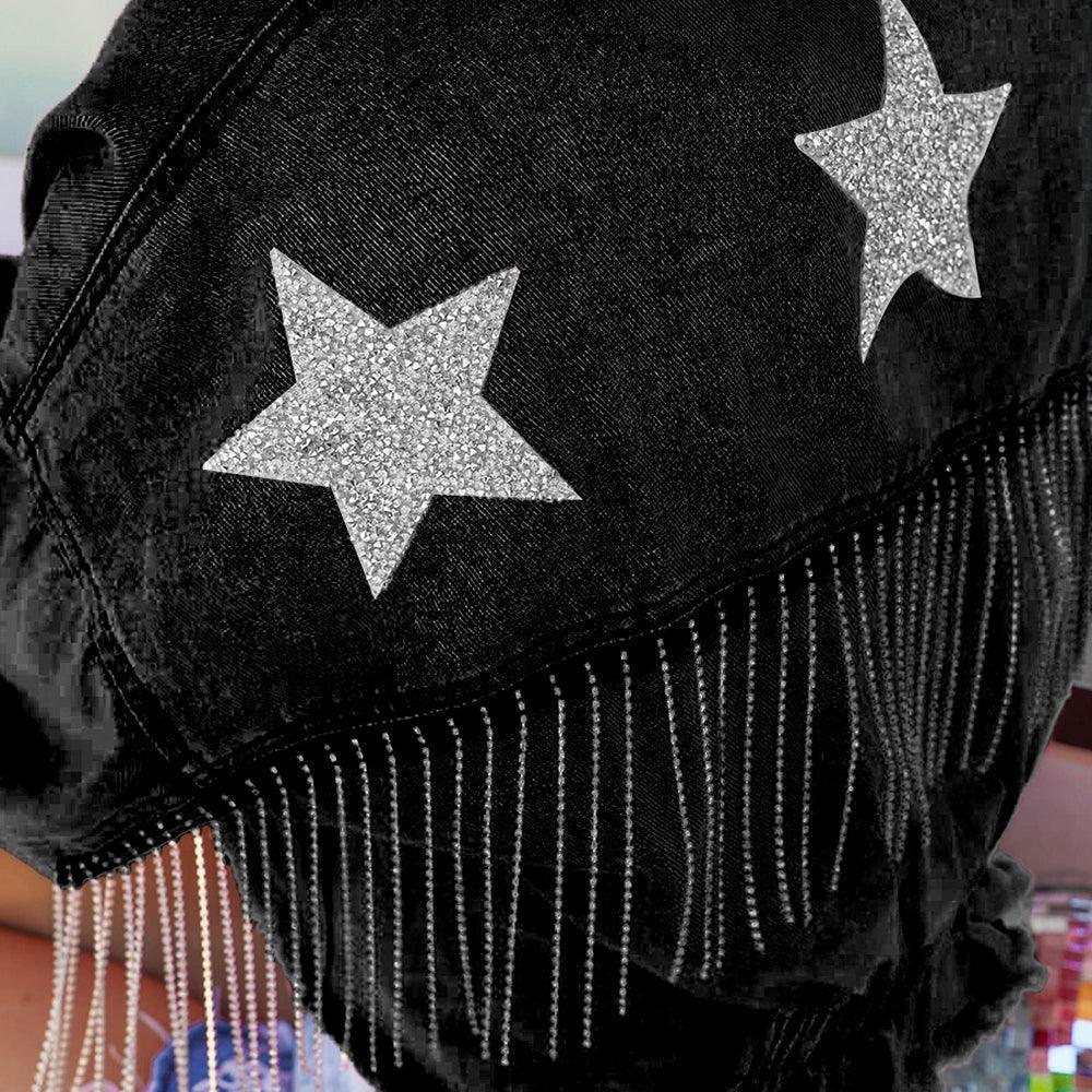 Distressed Raw Hem Dropped Shoulder Denim Jacket - ClubOn