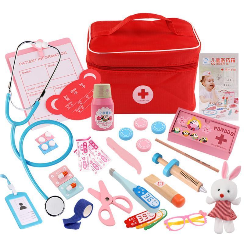 Kids' Wooden Doctor Playset - Pretend Play Medical Kit - ClubOn