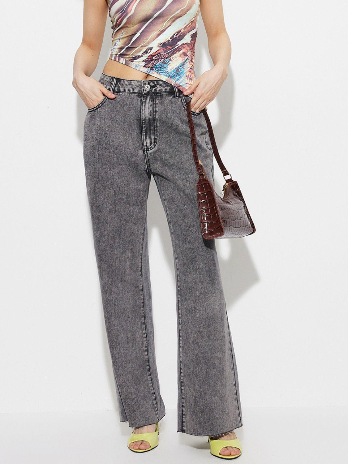 High Waist Bootcut Jeans with Pockets - ClubOn