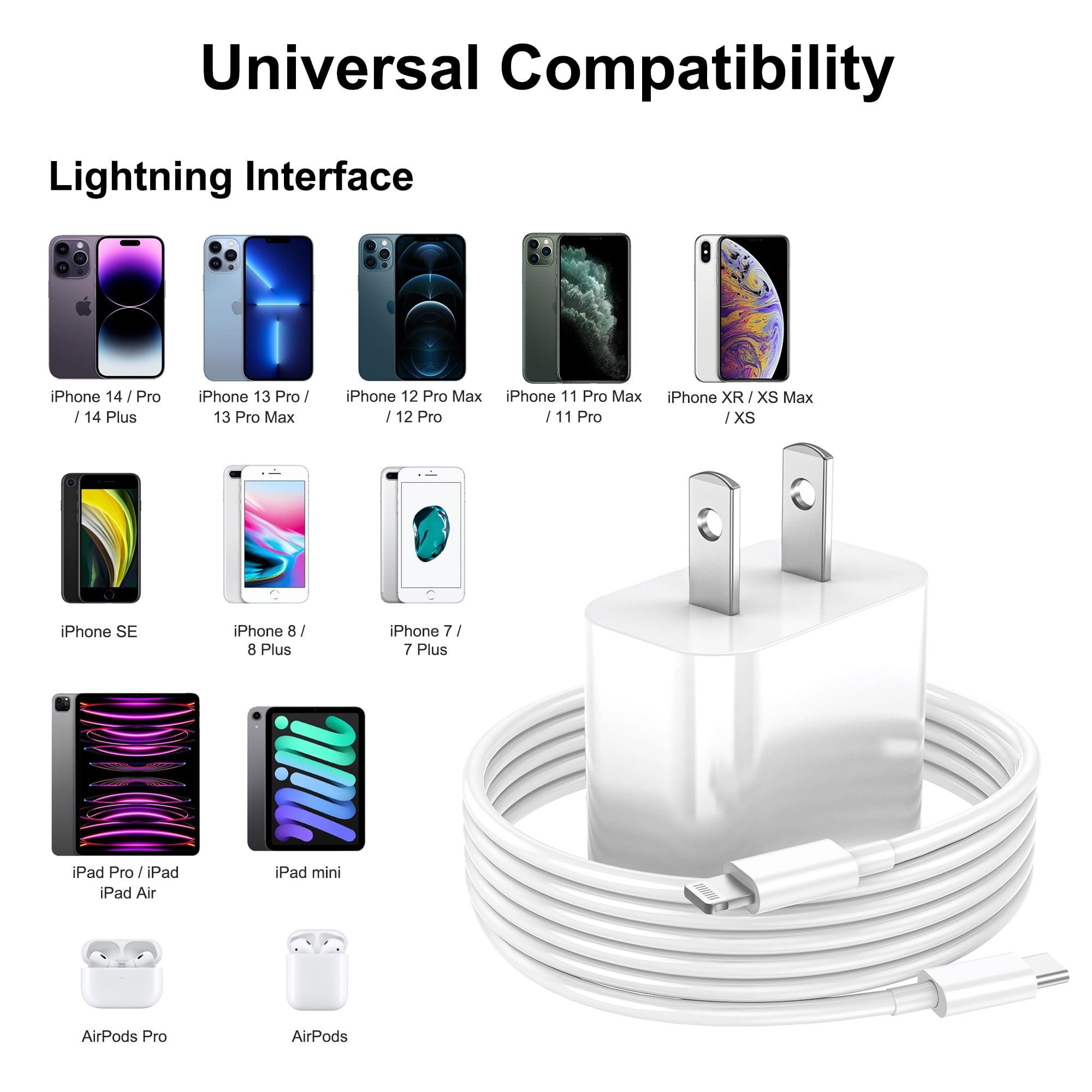 iPhone Charger Fast Charging, 2-Pack 20W PD Fast Charger & 6ft USB C to Lightning Cable, Compatible with iPhone, iPad, iPod - ClubOn