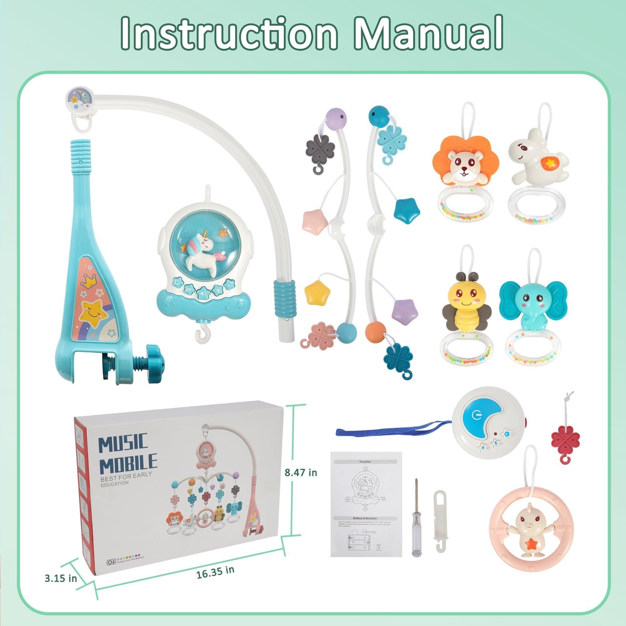 FVLOENG Crib Mobile with Music & Lights, Remote Control, Baby Crib Carousel, 0-6 Months - ClubOn