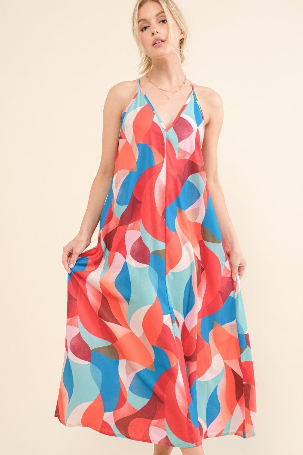 And the Why Printed Crisscross Back Cami Dress - ClubOn
