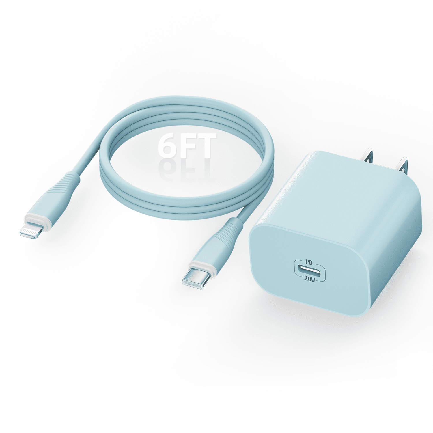 iPhone Charger Fast Charging 20W PD USB-C Wall Charger & 6FT USB C Cable – Compatible with iPhone 14, 13, 12, 11, X, 8, 7 & More - ClubOn