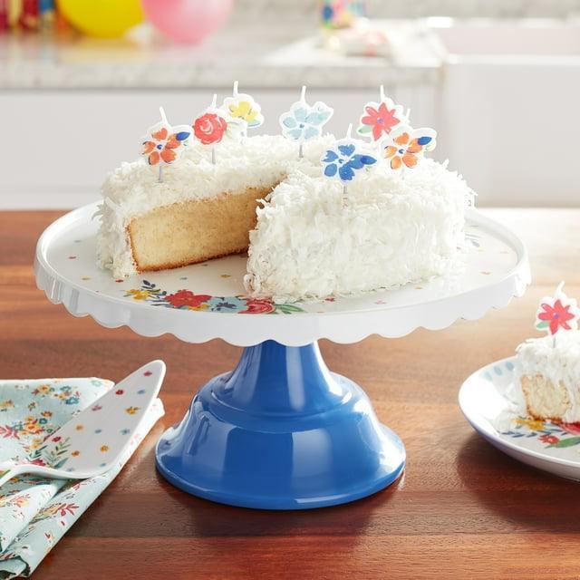 The Pioneer Woman Blue Floral Scalloped Cake Stand - ClubOn