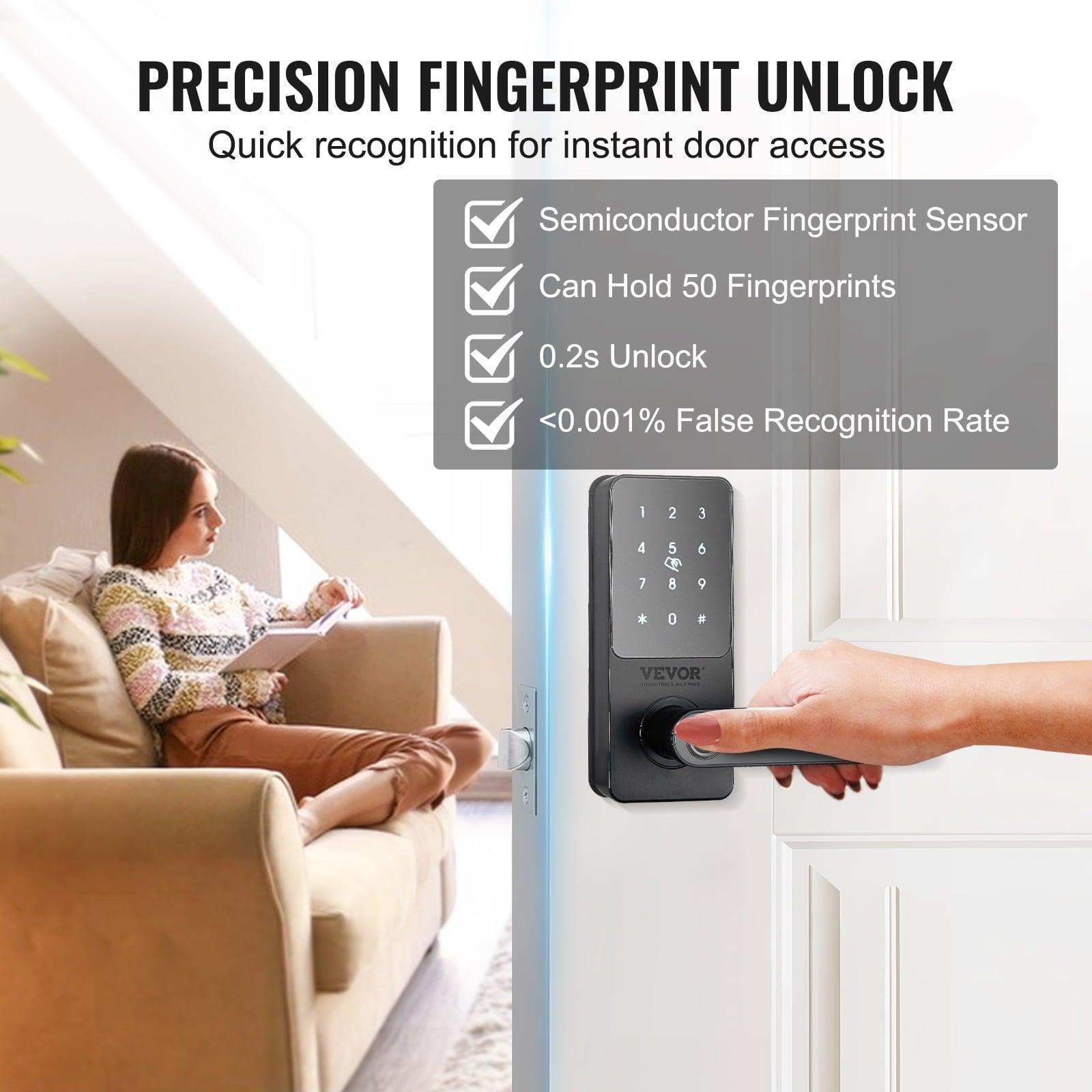 SKYSHALO Smart Lock – Keyless Entry with Handle, APP Control, Fingerprint & Keypad 7-in-1 Smart Lock, Matte Black - ClubOn