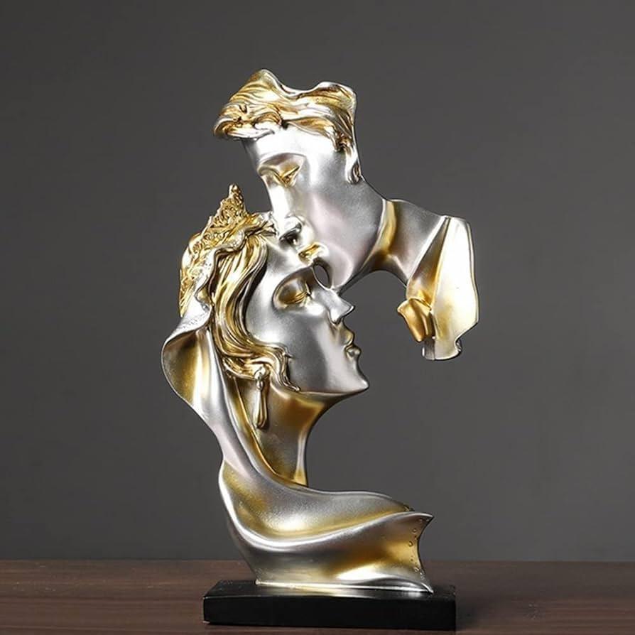 Resin Kissing Couple Mask Statue – Lover Miniature Figurines - ClubOn