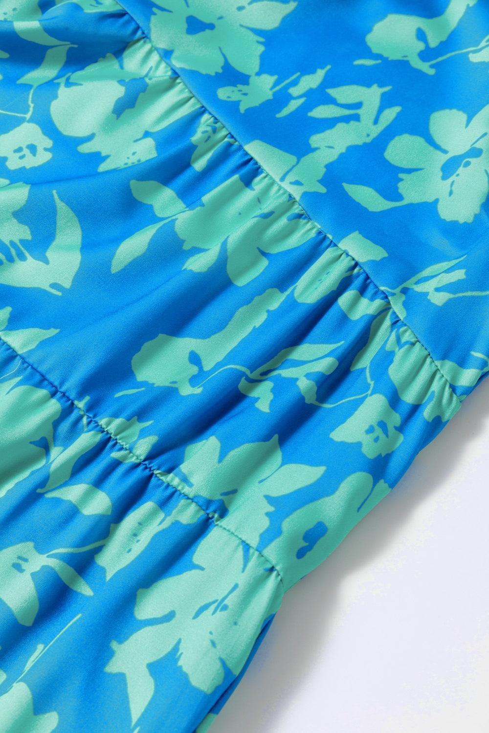 Plus Size Ruffled Printed Cap Sleeve Mini Dress - ClubOn