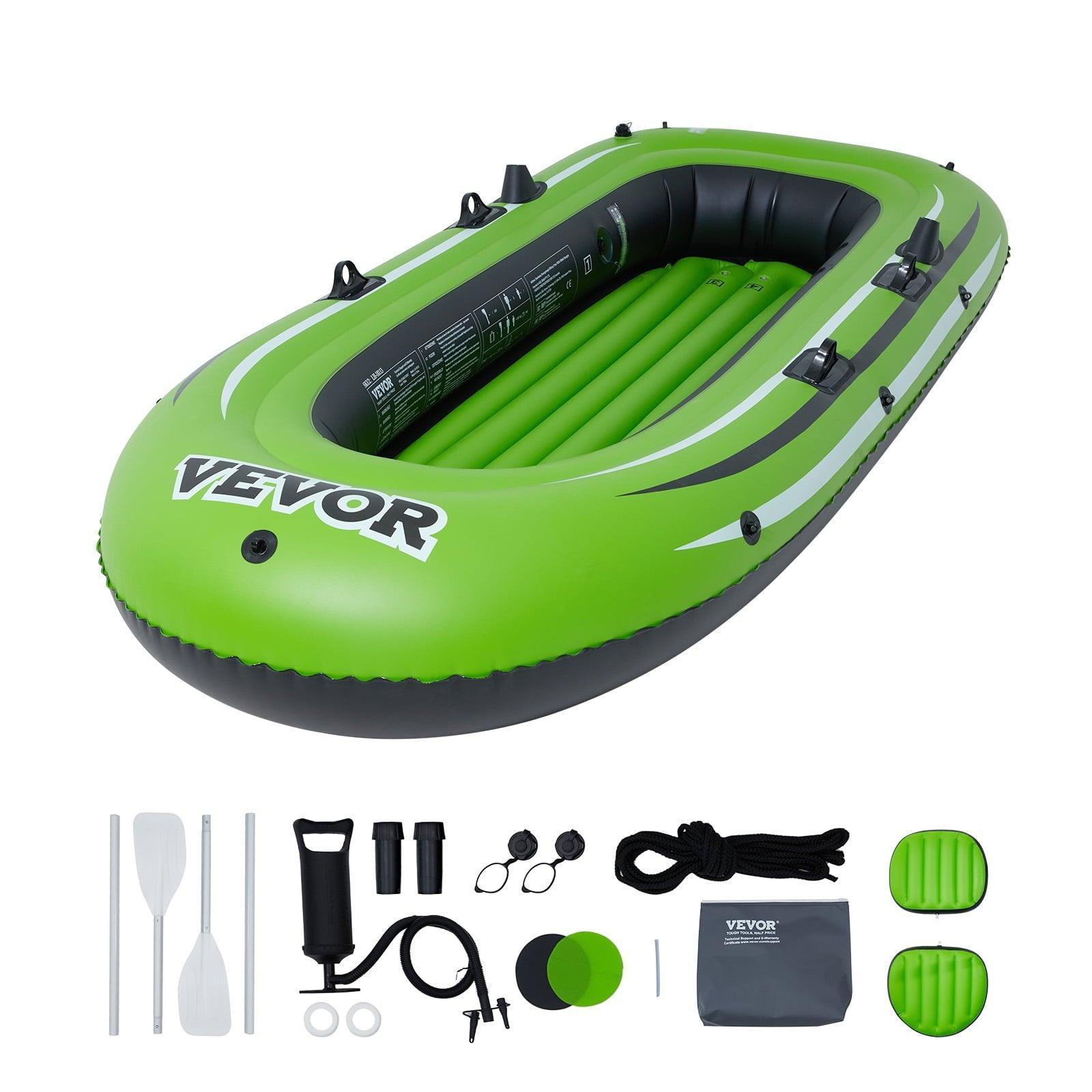 SKYSHALO 3-Person PVC Inflatable Boat – Includes Aluminum Oars & High-Output Pump - ClubOn