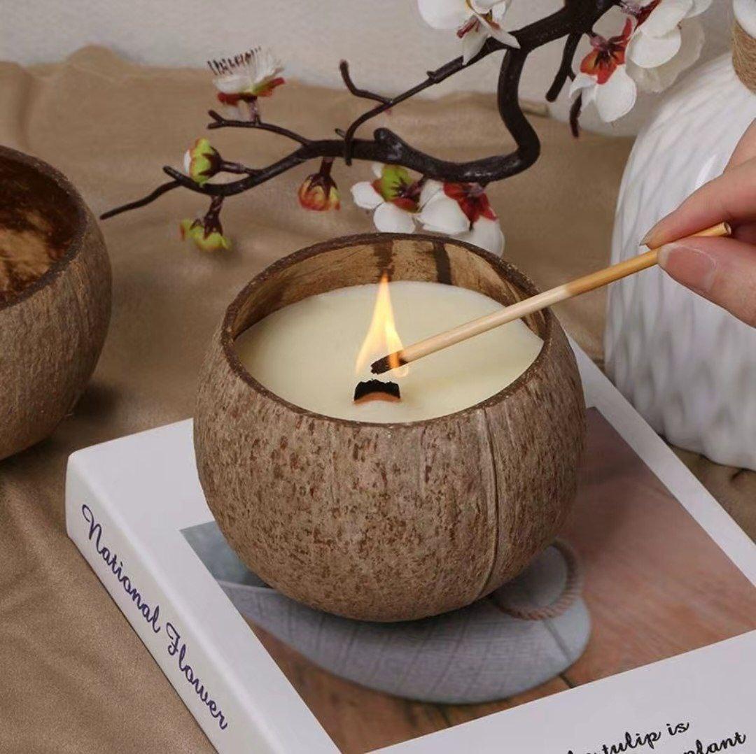 Coconut Shell Aromatherapy Candle – Creative Soy Wax Candle Cup - ClubOn