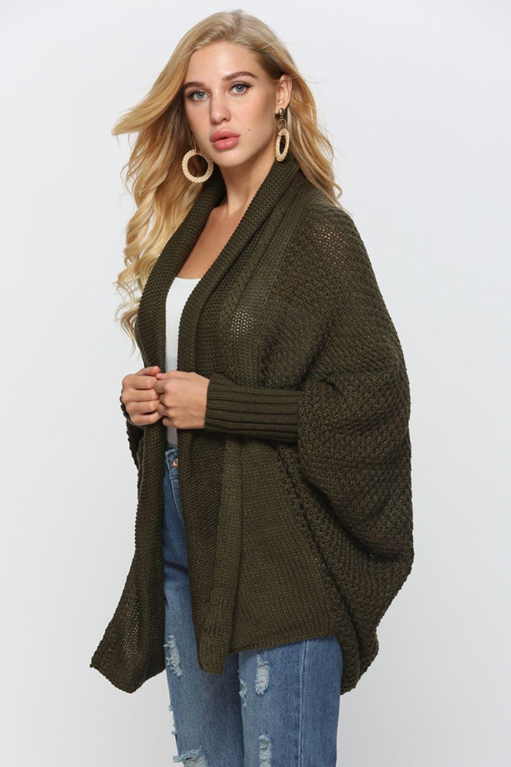 Angel Wings Open Front Dolman Sleeve Longline Cardigan - ClubOn