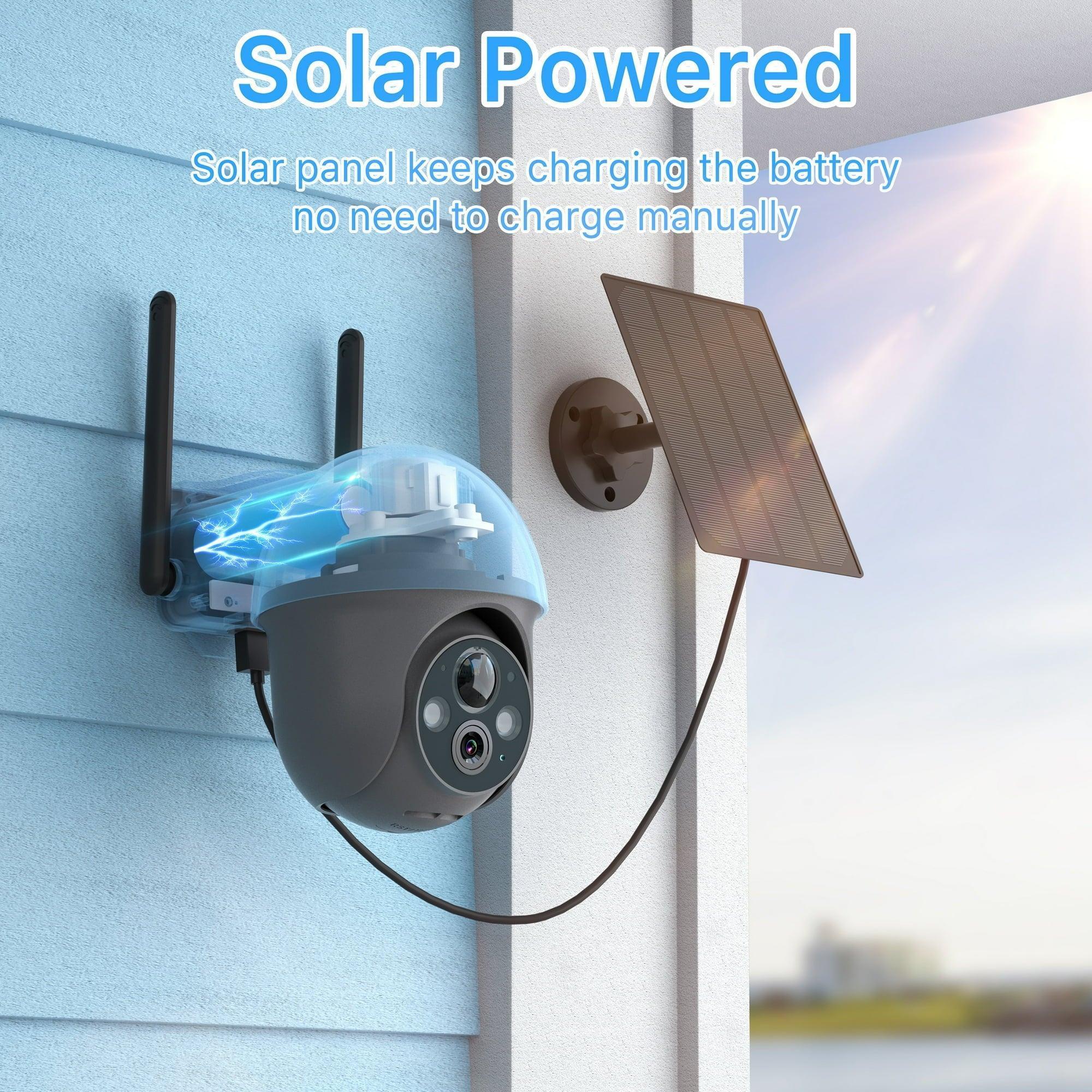 ANRAN Wireless Solar Security Camera Outdoor, 360° View, 2K Resolution, Smart Siren, Spotlights, Color Night Vision, PIR Detection, Pan/Tilt, 2-Way Talk - ClubOn
