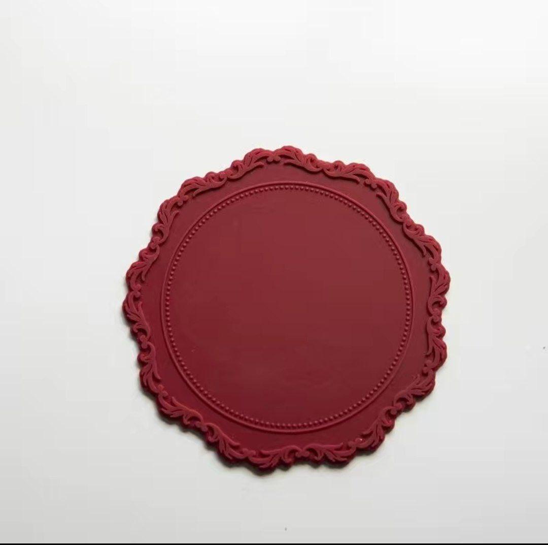 Round Flower Embossed Silicone Placemat – Heat Resistant Pink Coaster for Dining Table - ClubOn