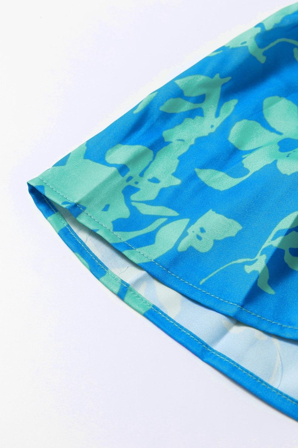 Plus Size Ruffled Printed Cap Sleeve Mini Dress - ClubOn