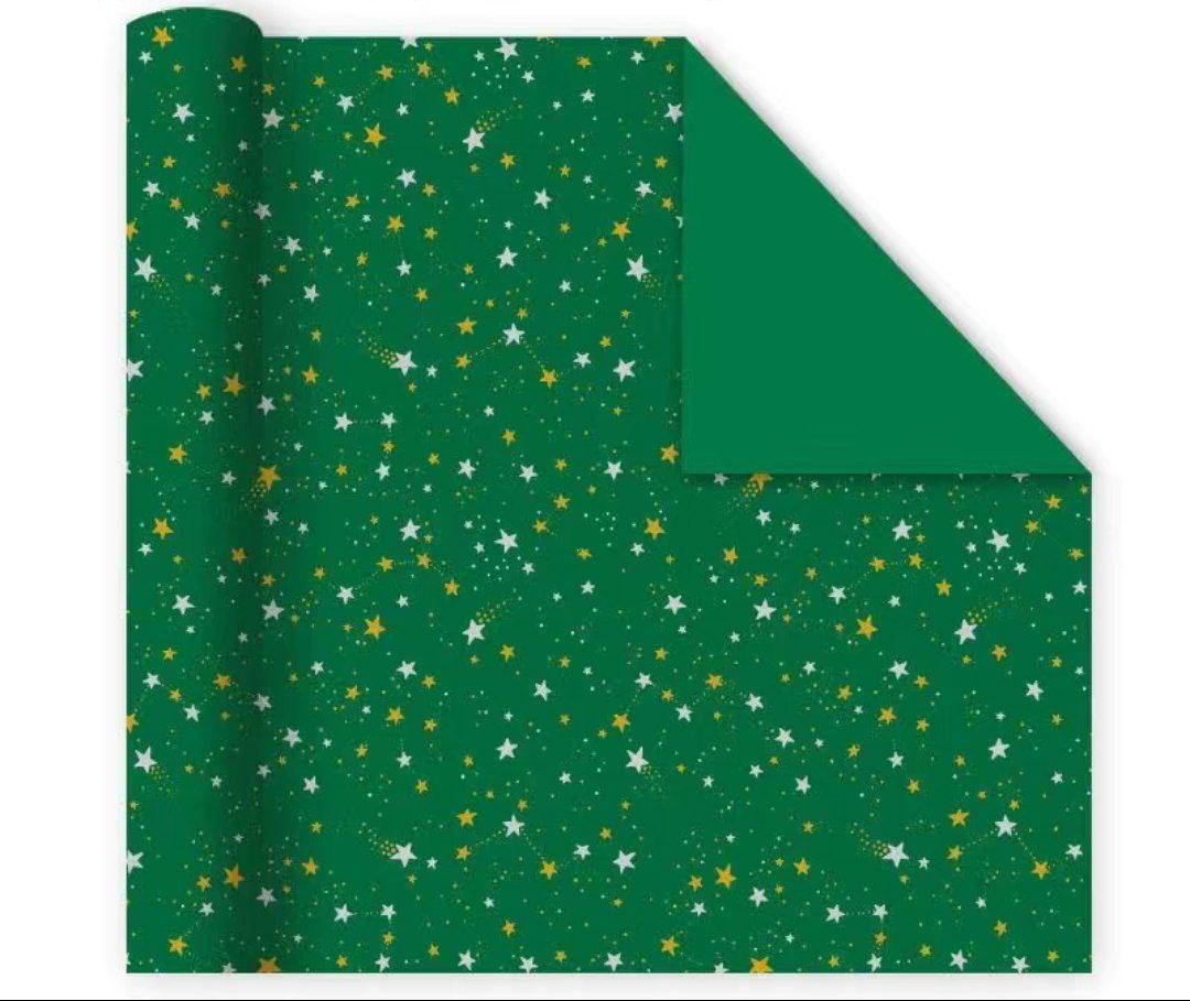 Star & Meteor Wrapping Paper with Gold & Silver Ribbon – Christmas Gift Wrap - ClubOn