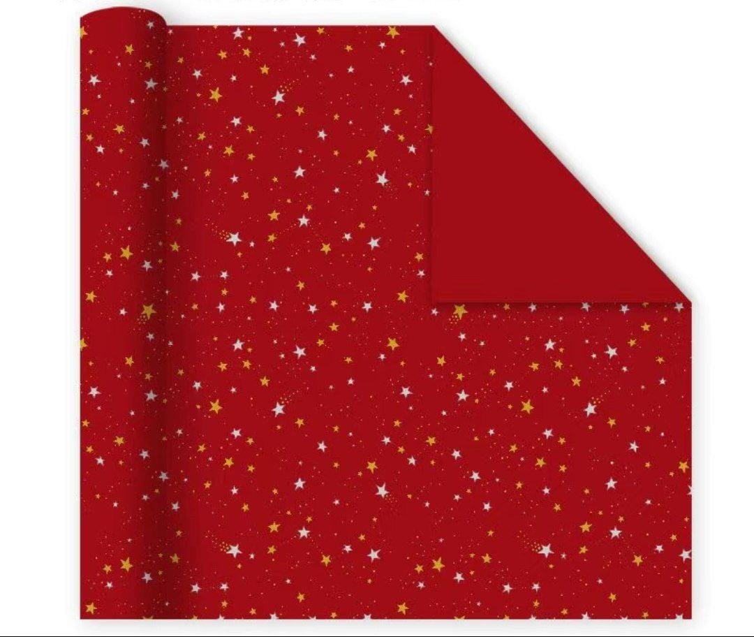 Star & Meteor Wrapping Paper with Gold & Silver Ribbon – Christmas Gift Wrap - ClubOn