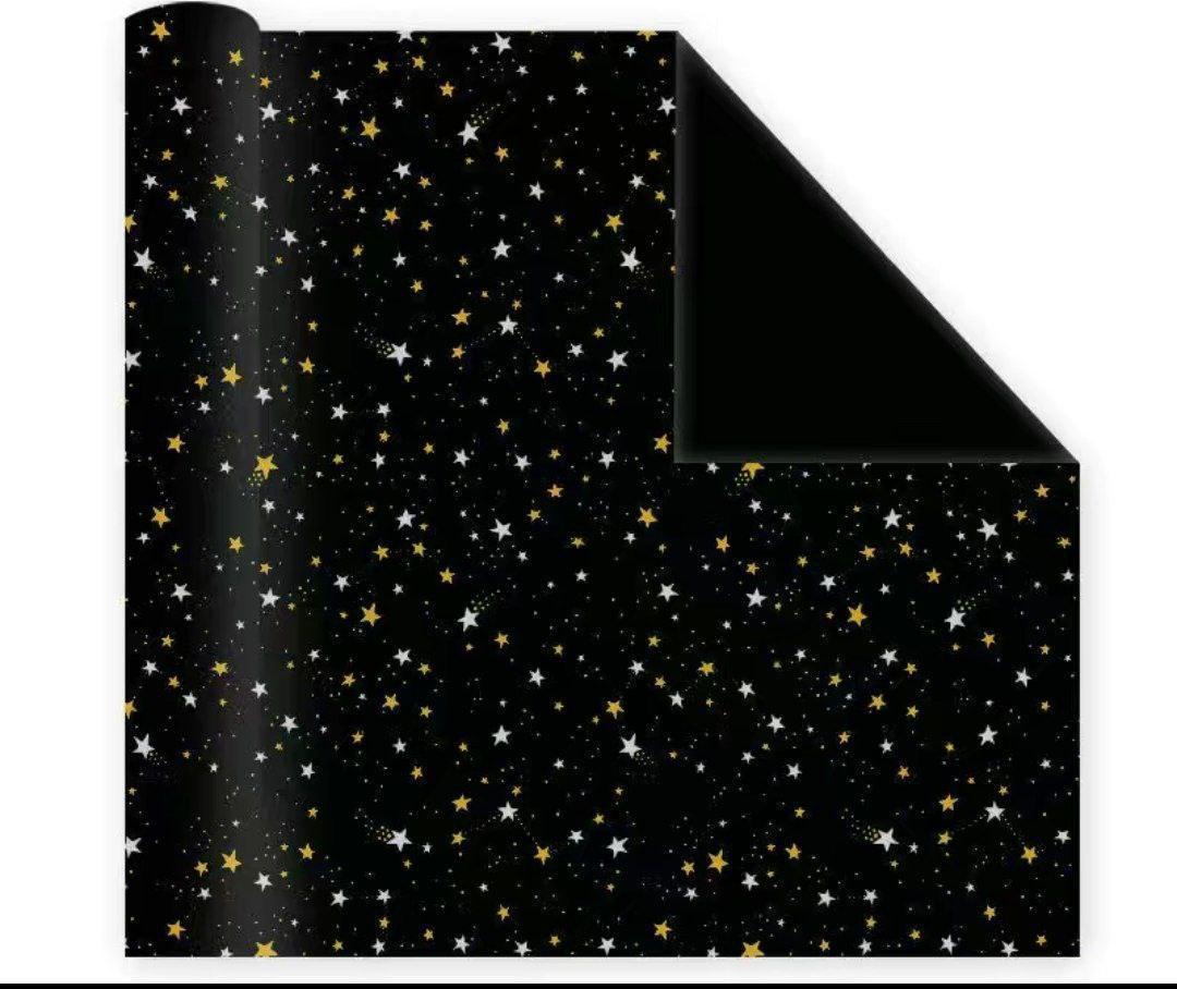 Star & Meteor Wrapping Paper with Gold & Silver Ribbon – Christmas Gift Wrap - ClubOn
