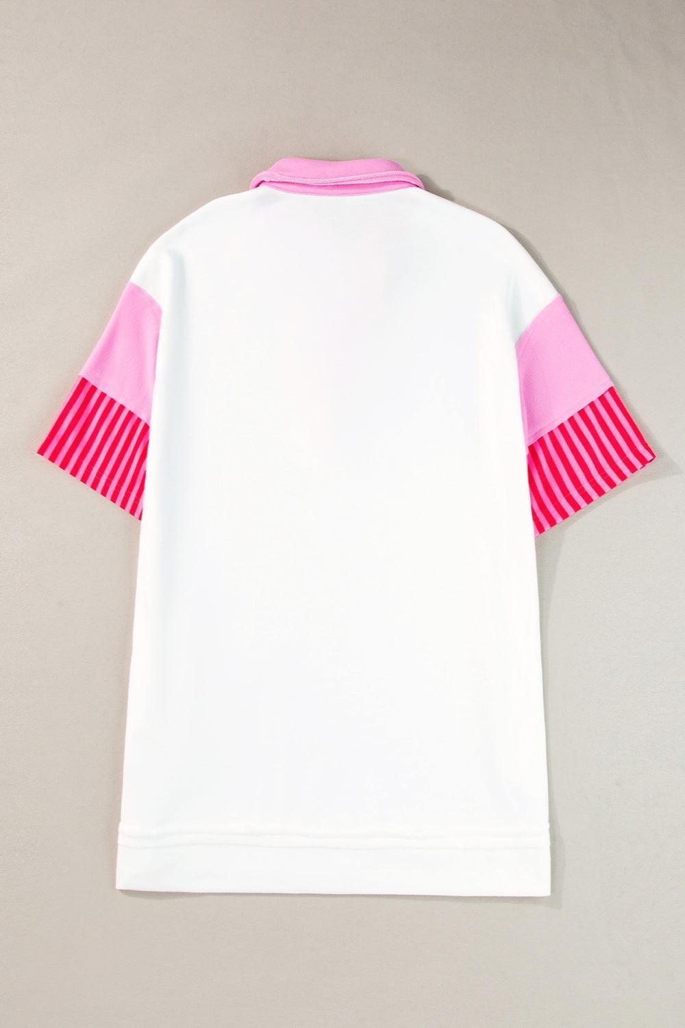 Color Block Johnny Collar Half Sleeve Dress - ClubOn