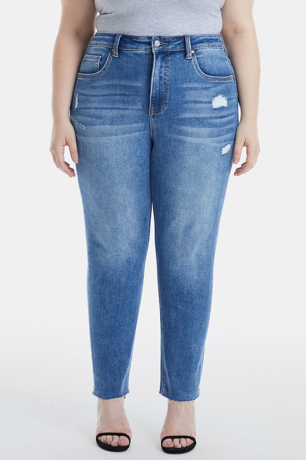 BAYEAS Full Size High Waist Distressed Raw Hew Skinny Jeans - ClubOn