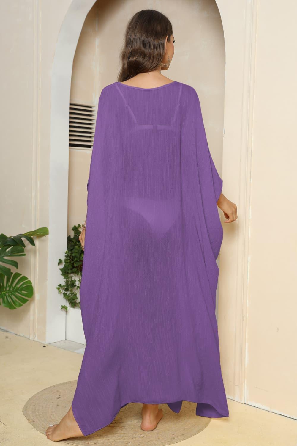 V-Neck Three-Quarter Sleeve Cover-Up - ClubOn