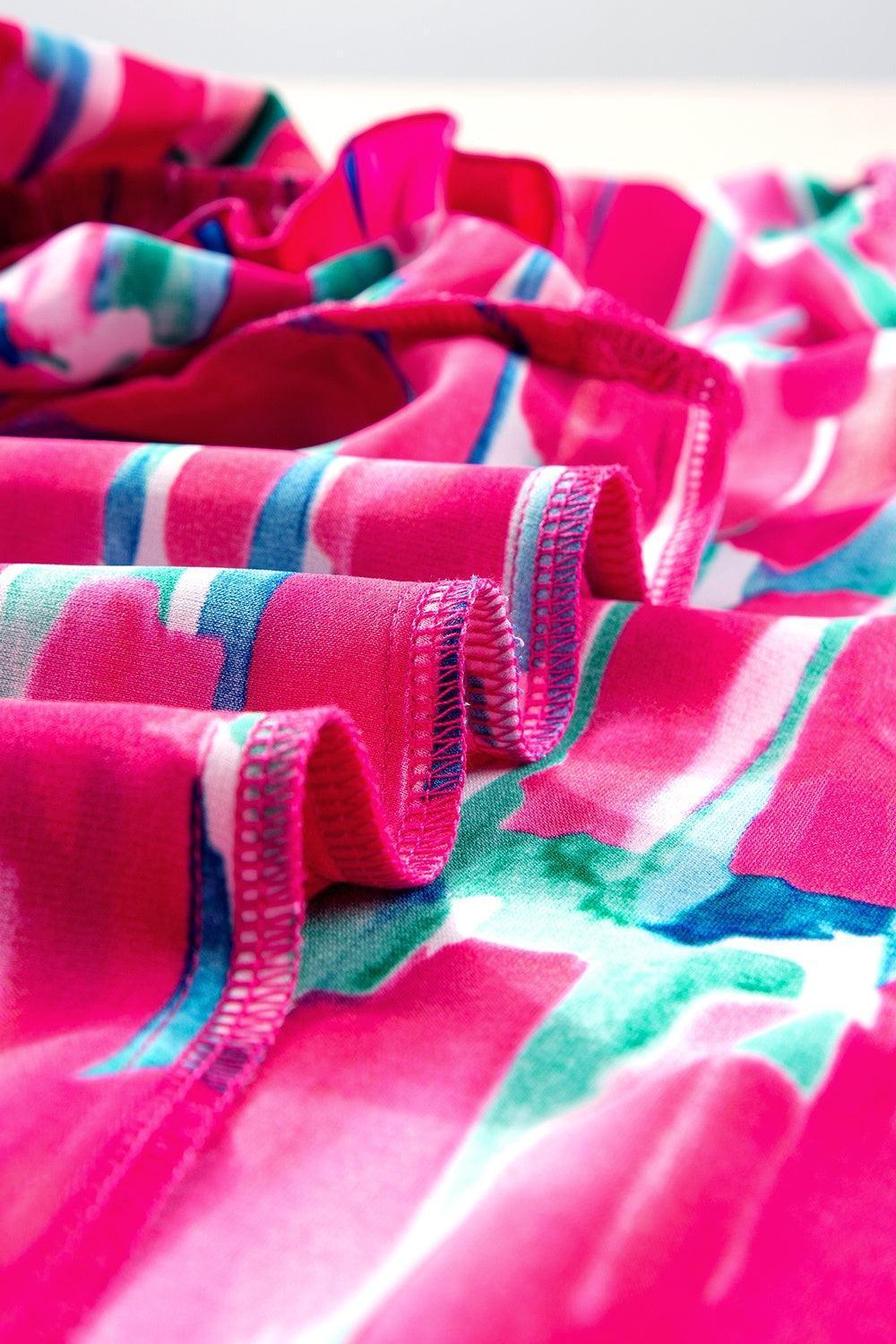 Plus Size Printed Round Neck Petal Sleeve Blouse - ClubOn