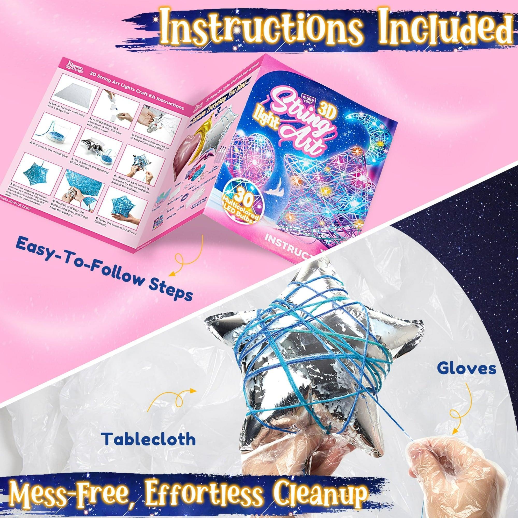 SYNCFUN 3-Pack 3D String Art Kit for Kids – 30 LED Craft Kit for Girls 6-12 - ClubOn