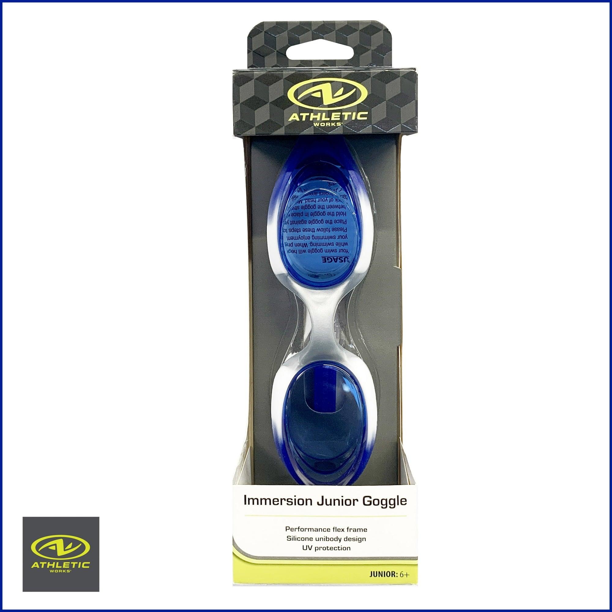 Athletic Works Immersion Junior Swim Goggles for Kids, Blue, Anti-Fog, UV Protection - ClubOn