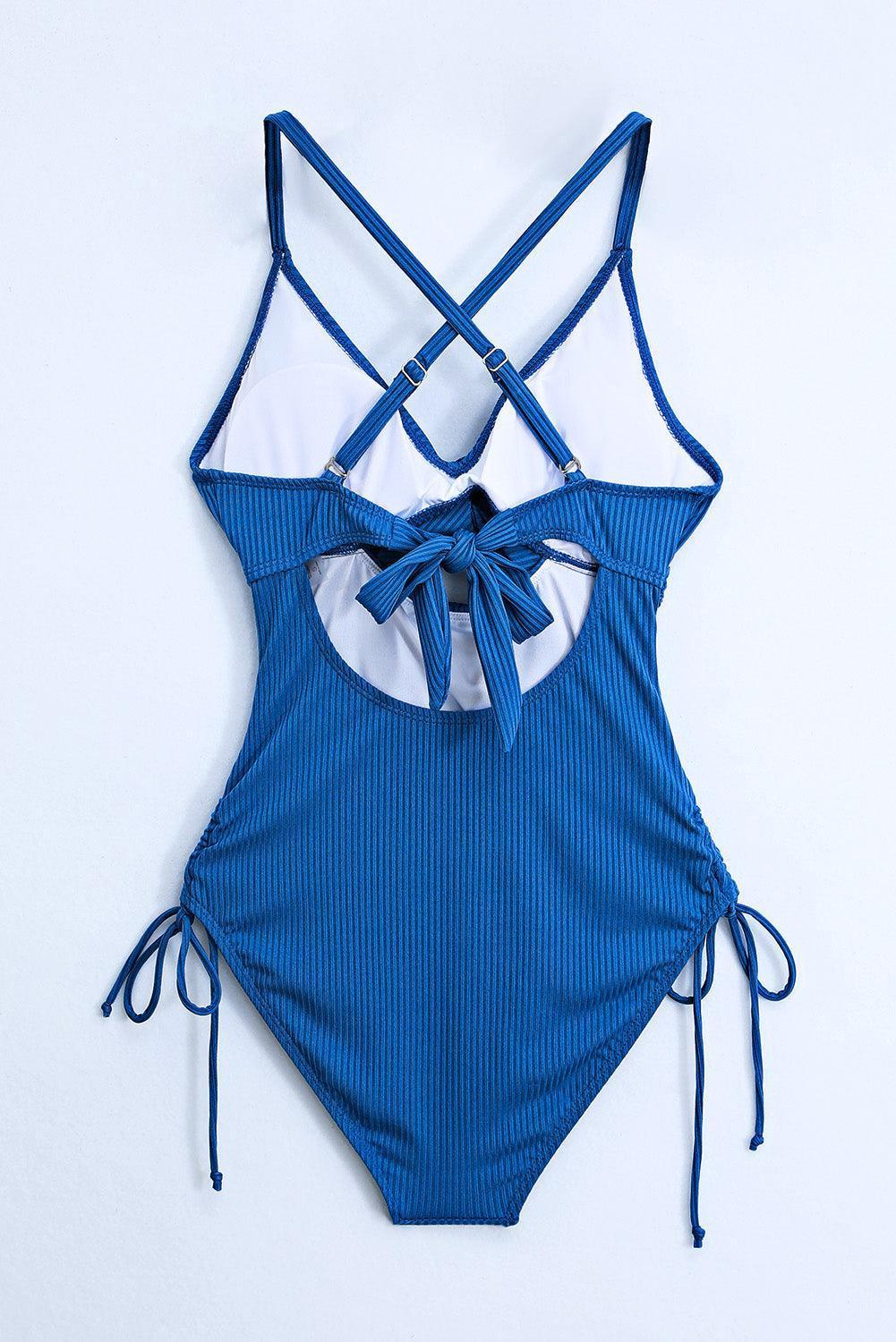 Cutout V-Neck Spaghetti Strap One-Piece Swimwear - ClubOn