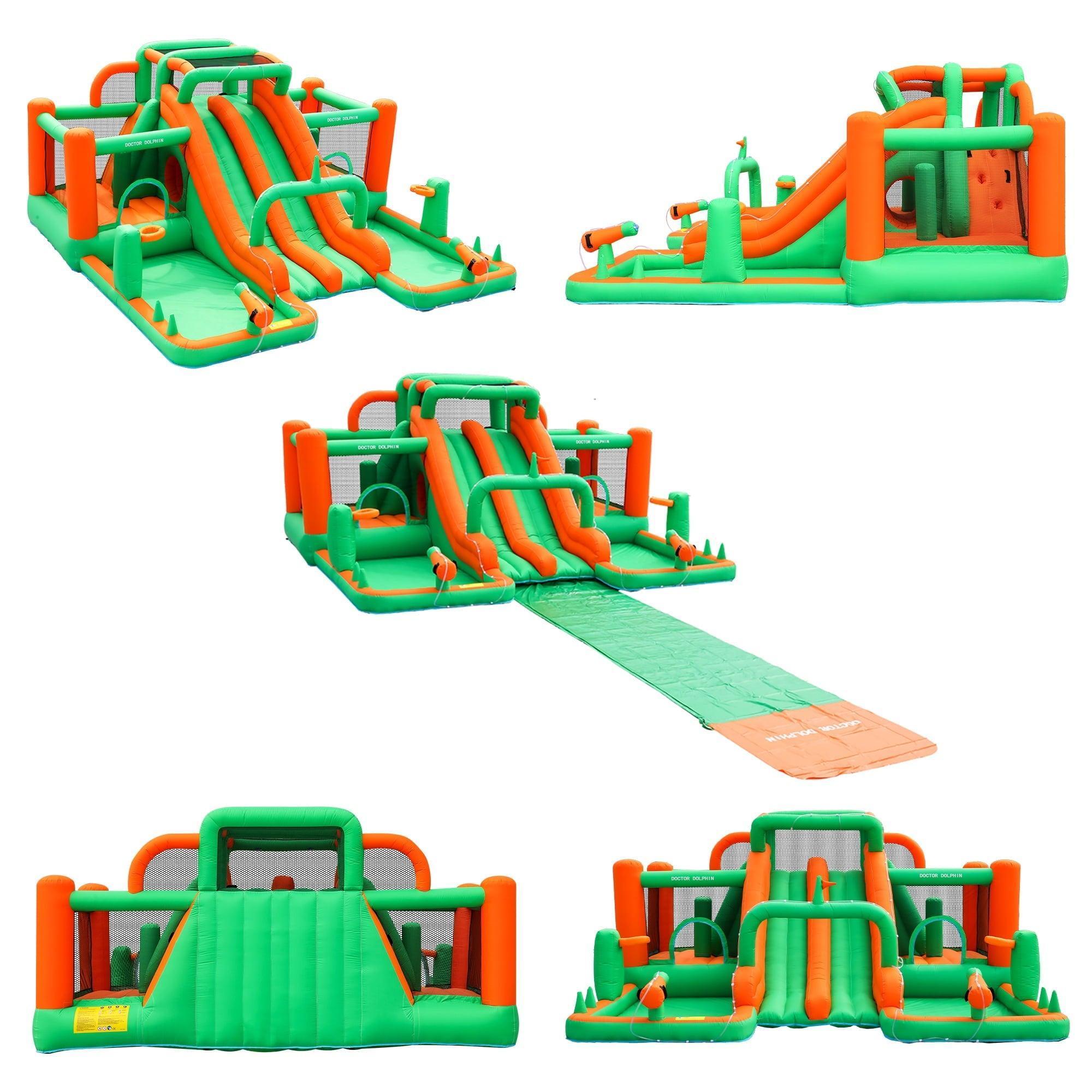 Water Slide Park Bounce House Inflatable Castle with 2 Slides, 2 Water Sprays, Ball Pit Pool, Bodyboards, Slip Slide & Huge Tunnel – Wet & Dry for Backyard Fun - ClubOn