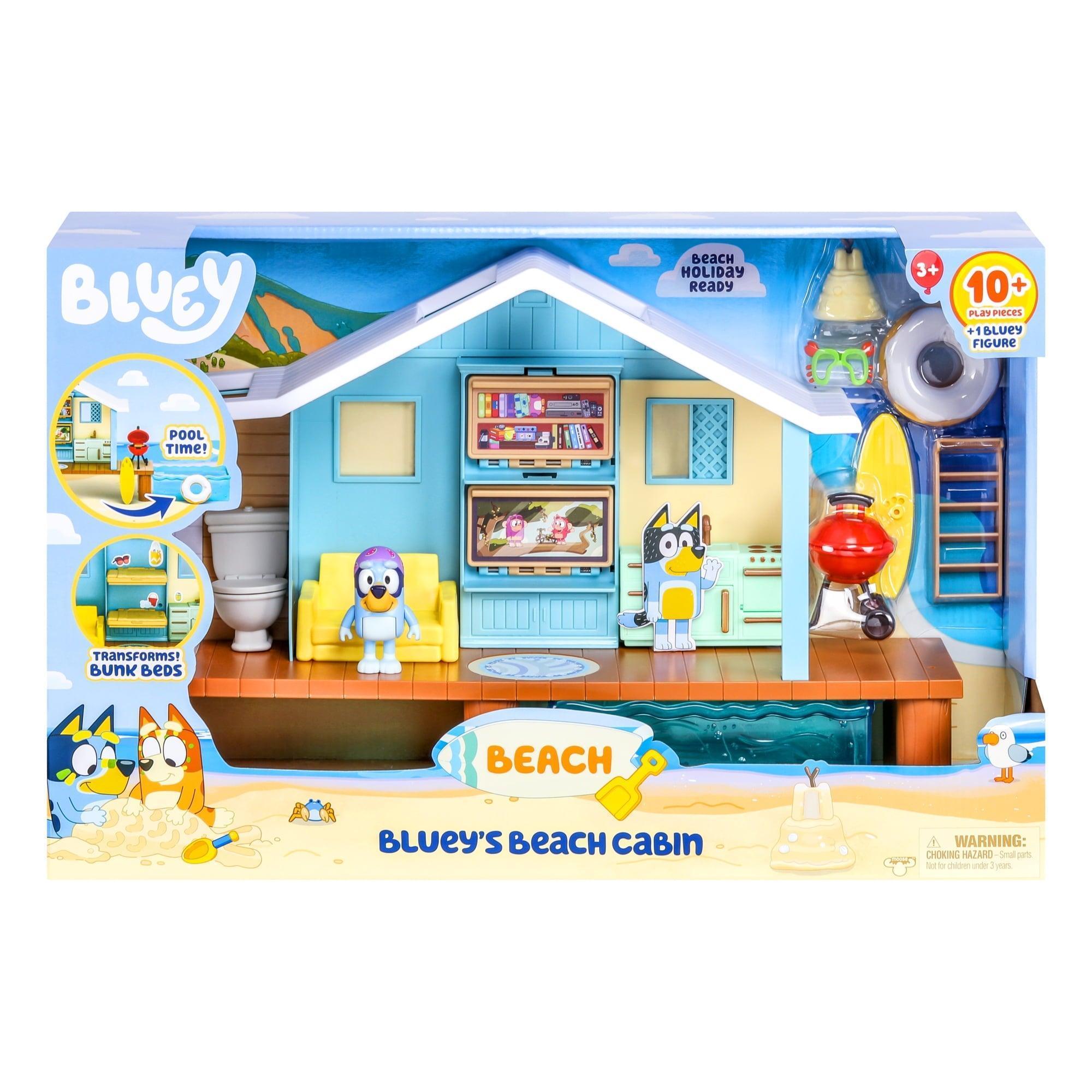 Bluey Beach Cabin Playset with Figure, Goggles, and 10 Pieces – Toddler Toy - ClubOn