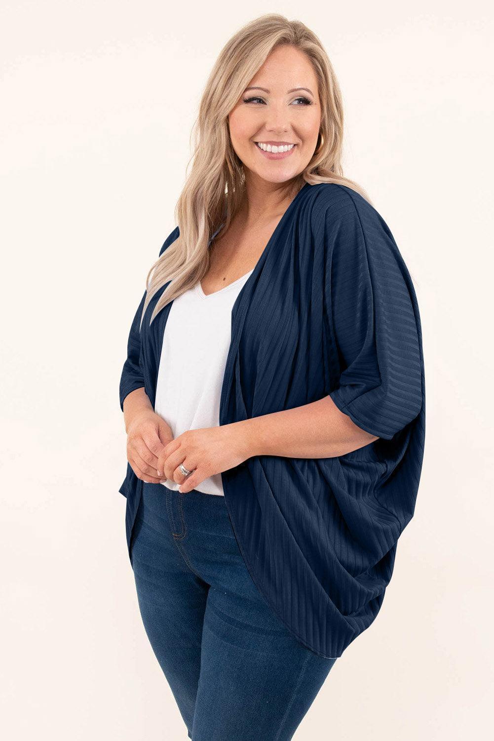 Plus Size Ribbed Cocoon Cover Up - ClubOn