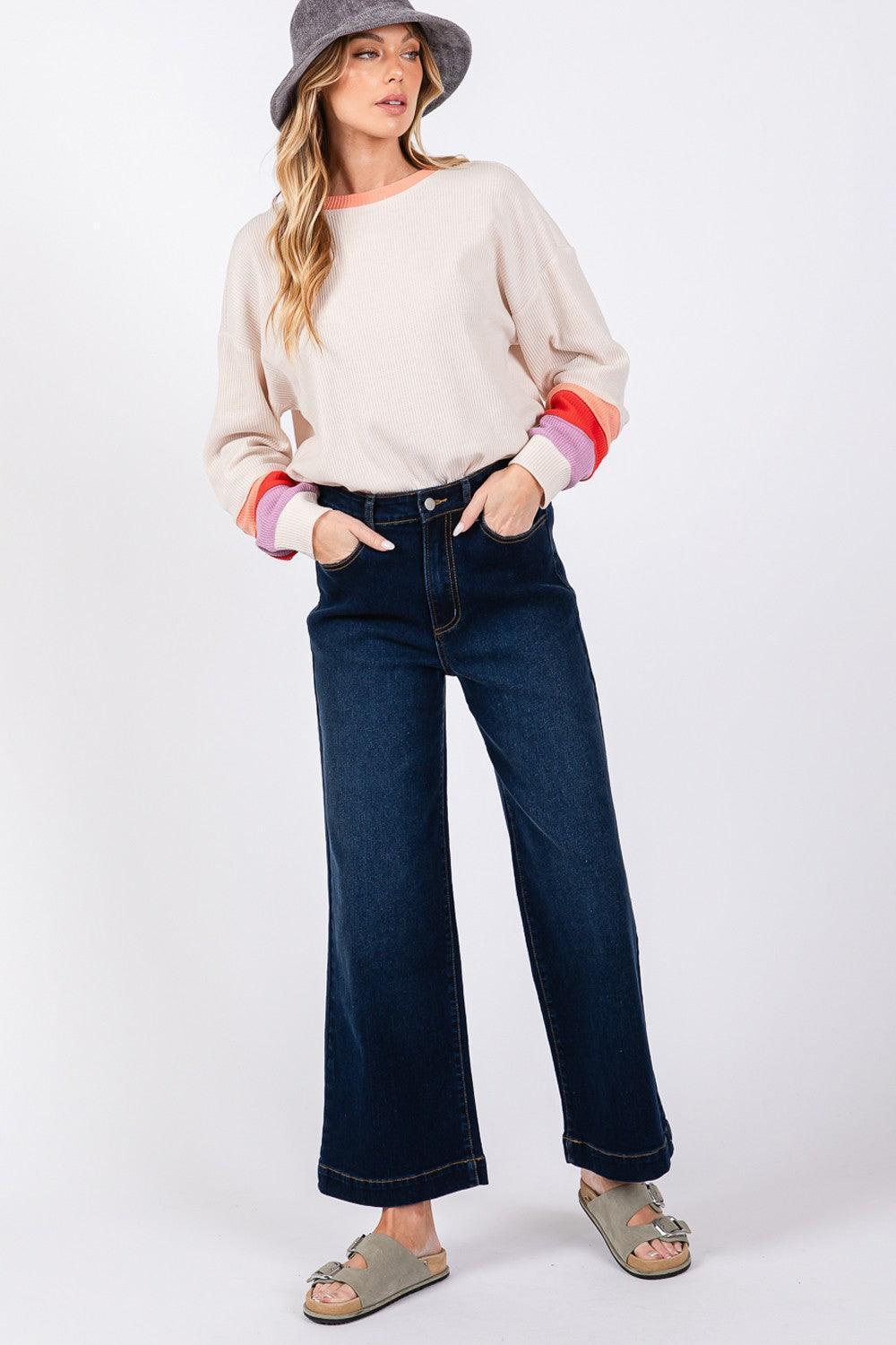 SAGE + FIG High Waist Wide Leg Jeans - ClubOn
