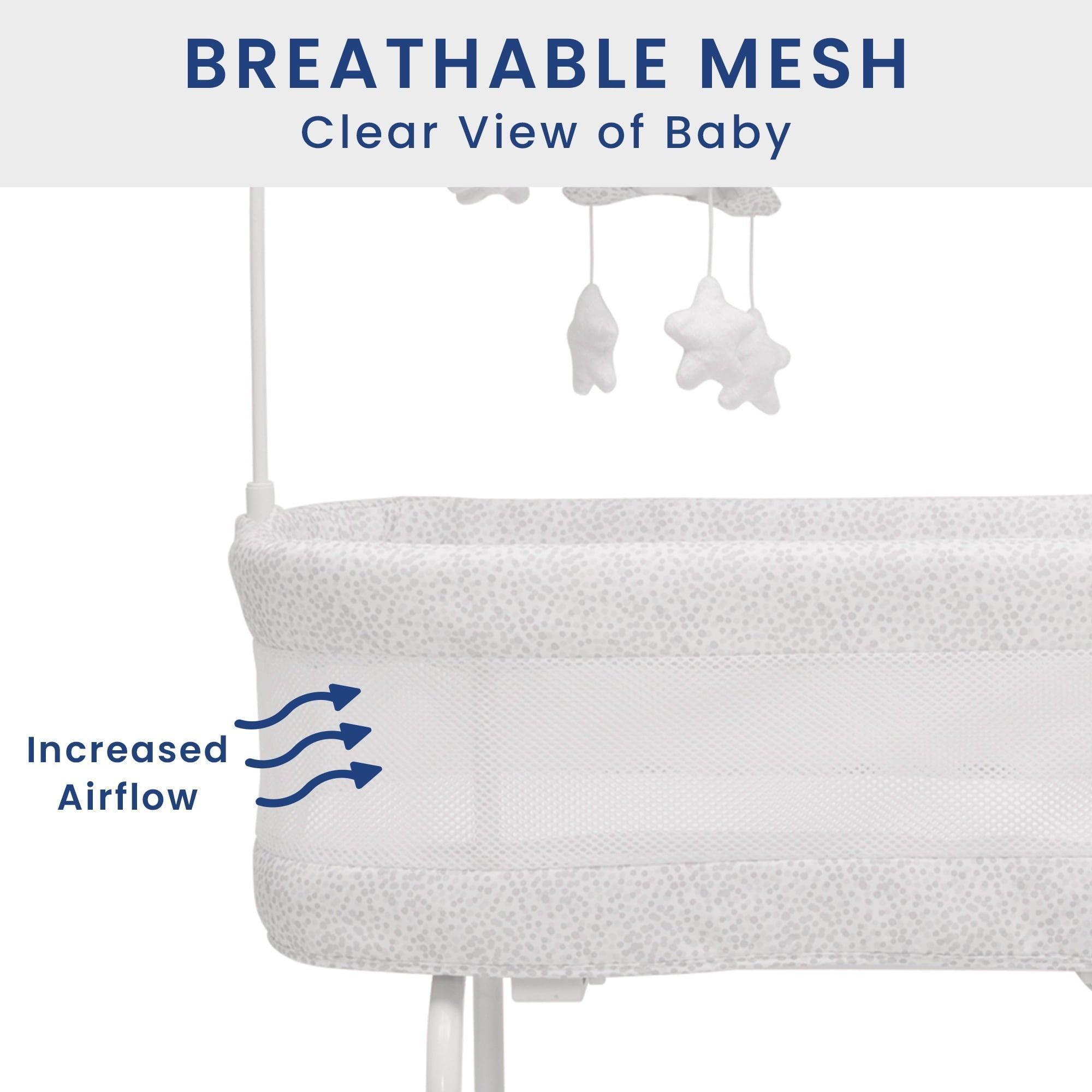 Delta Children SmartSleep Auto Glide Bassinet with Bluetooth – Alloy, Gentle Glide for Baby’s Sleep - ClubOn