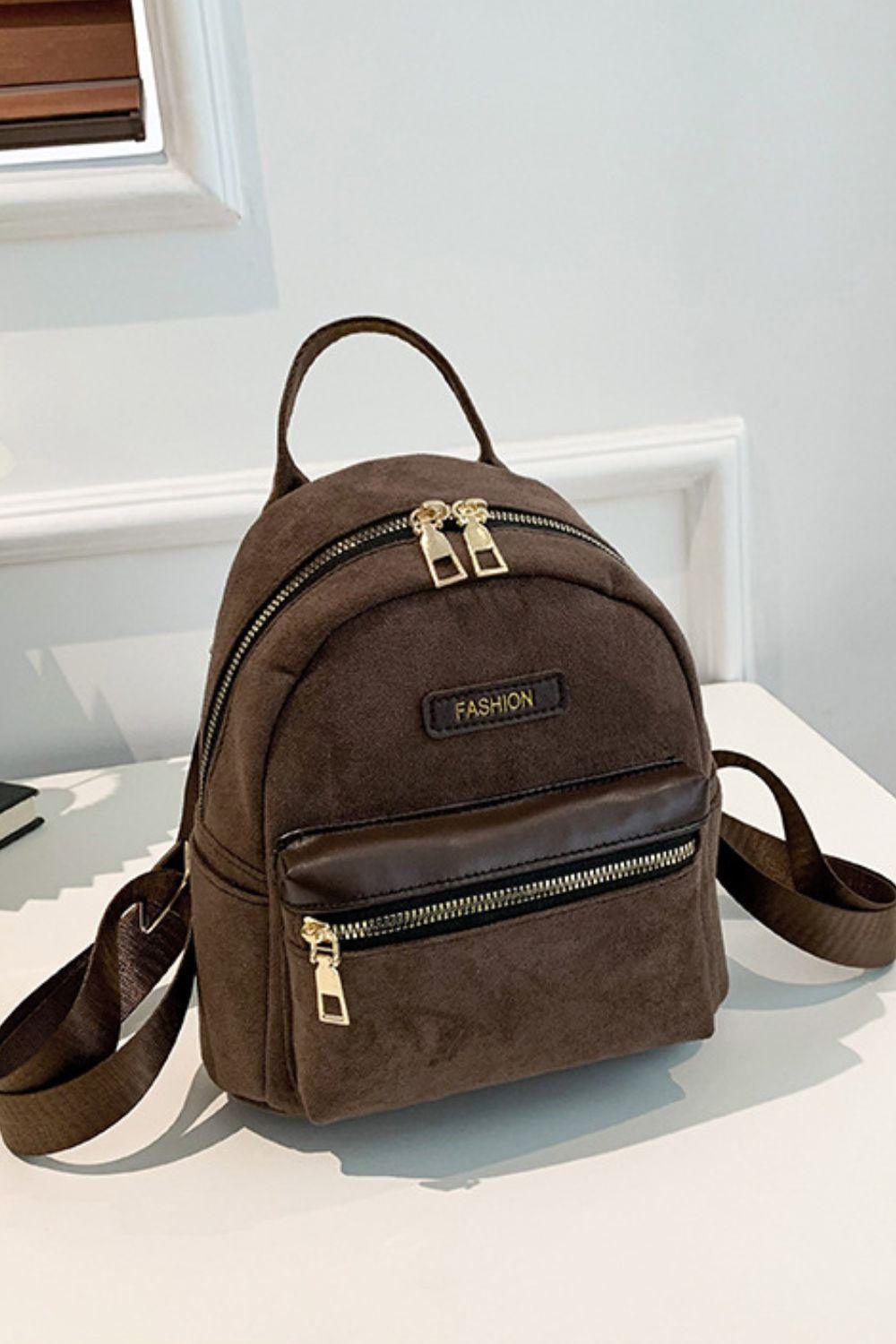 Suede Adjustable Strap Backpack Bag - ClubOn