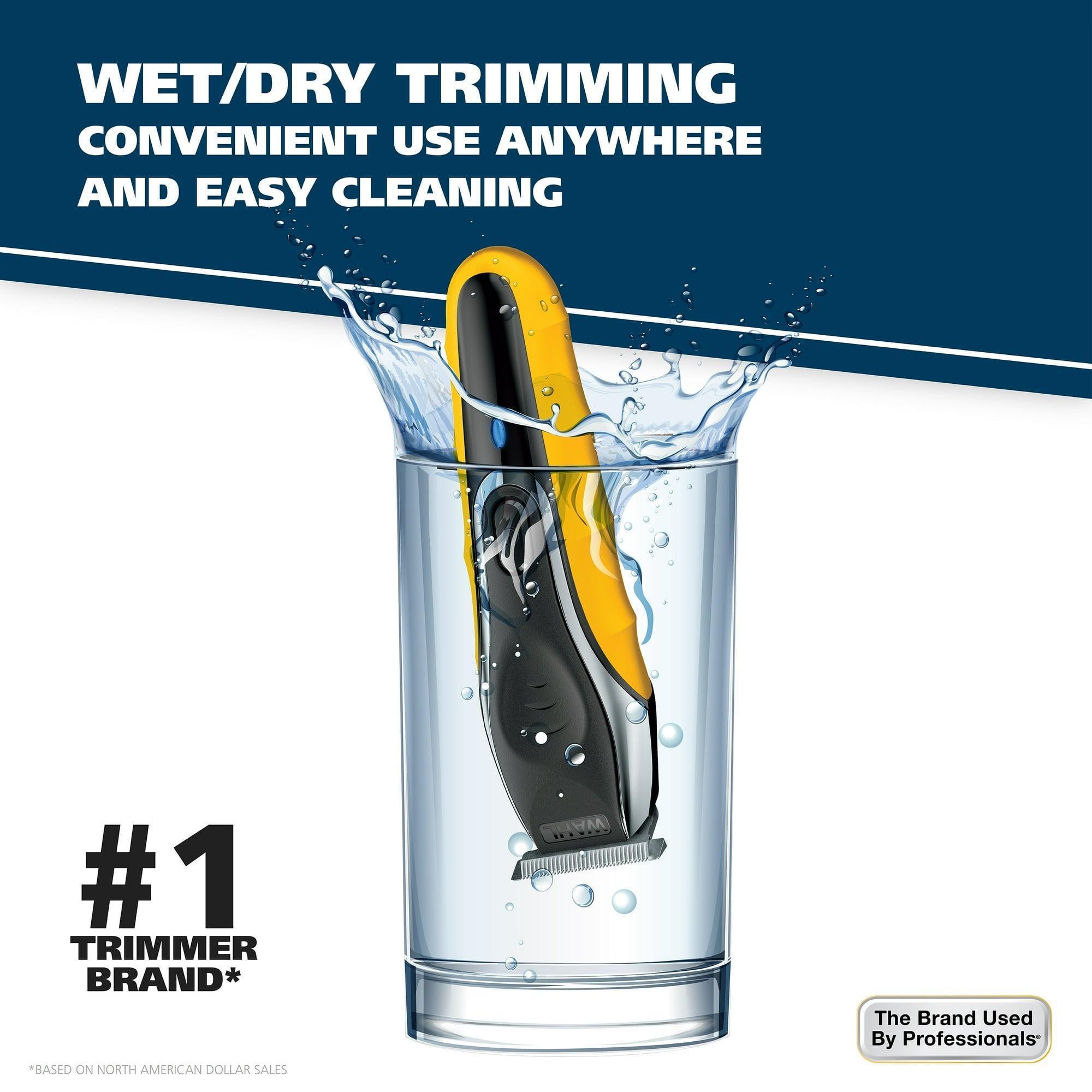 Wahl LifeProof Wet/Dry Rechargeable Lithium Ion Trimmer for Men, Black/Yellow, Model 9899 - ClubOn