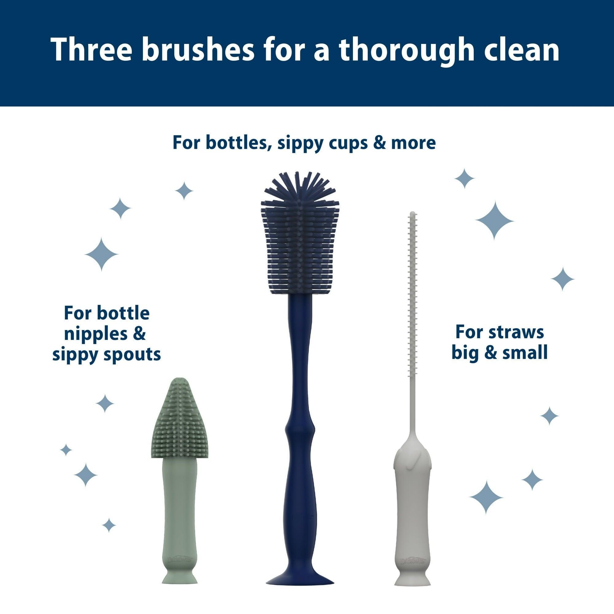 Dr. Brown's Silicone Cleaning Brush Set with Bottle, Spout & Straw Brushes, BPA Free, 3 Pack - ClubOn